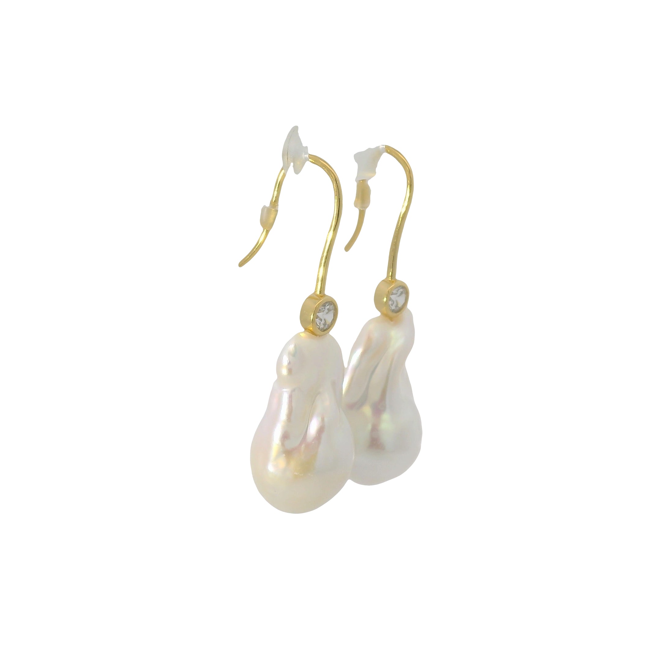 NATNAT Lumiere White Baroque Pearl Earrings