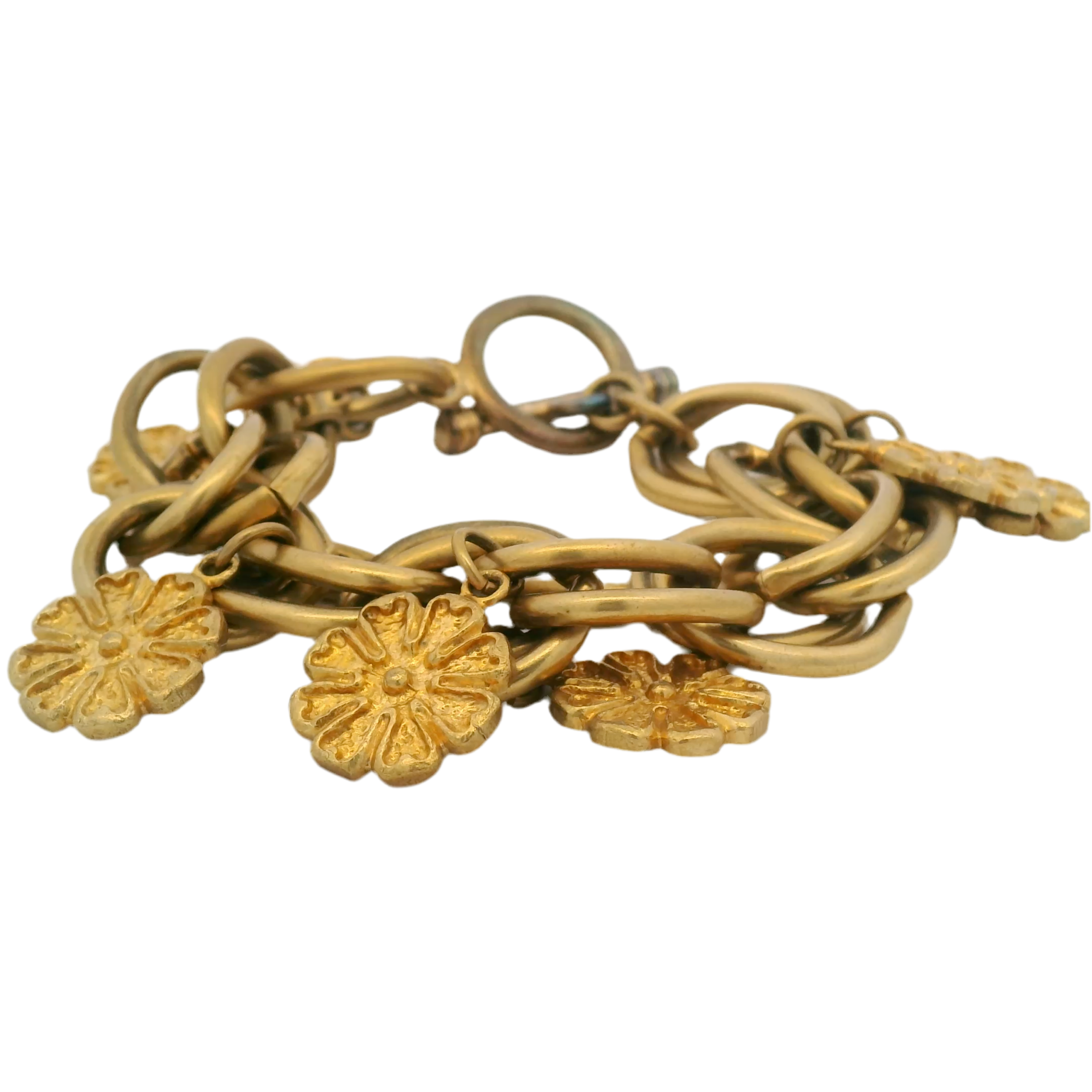 Tommy Mitchell Chunky Gold Link Sunflower Bracelet