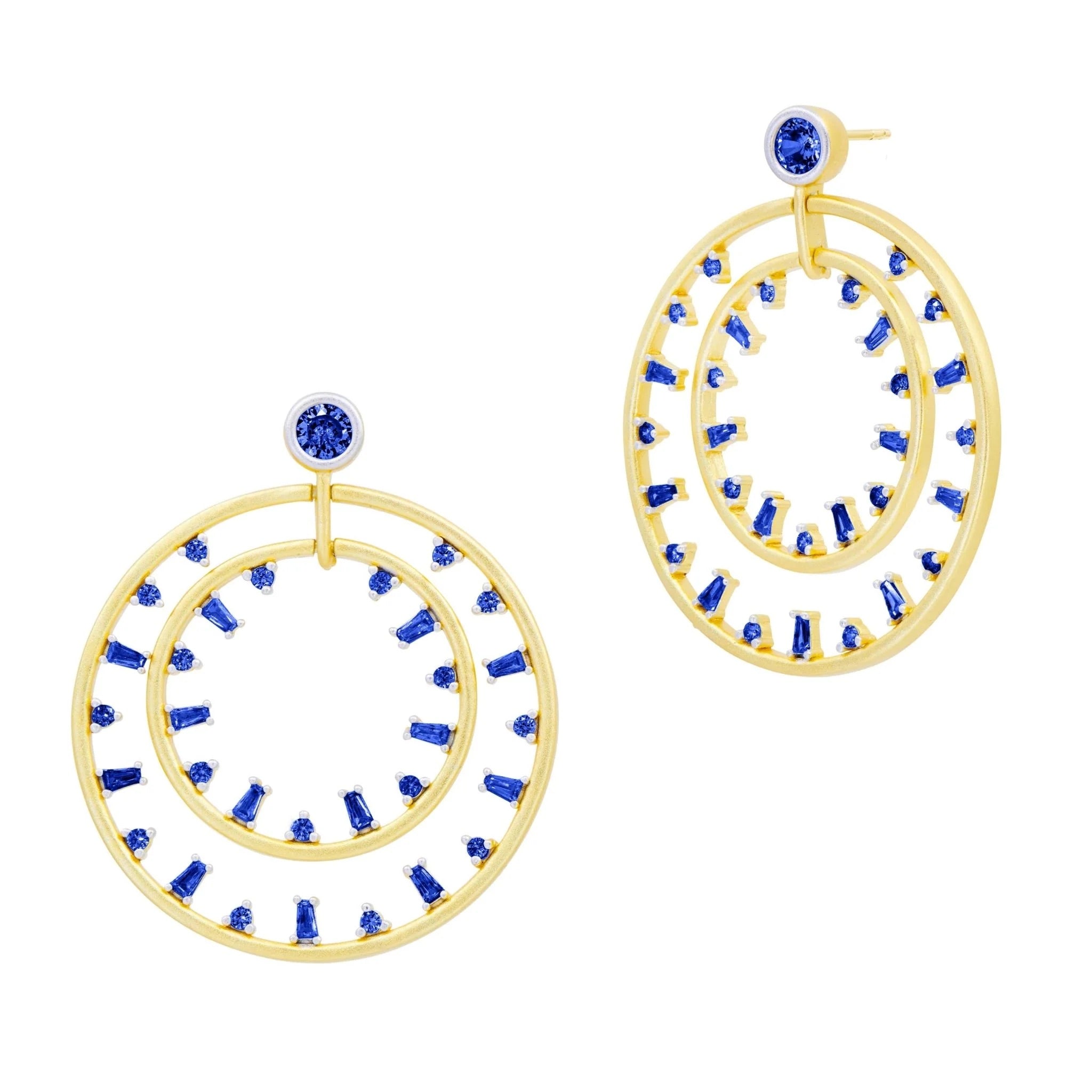 Freida Rothman Midnight Mosaic Double Open Hoops