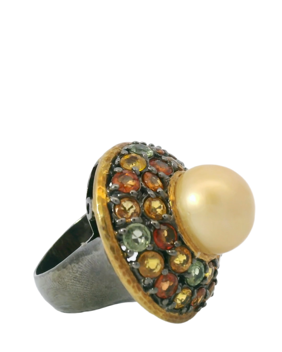 Sapphire South Sea Pearl Sterling Ring