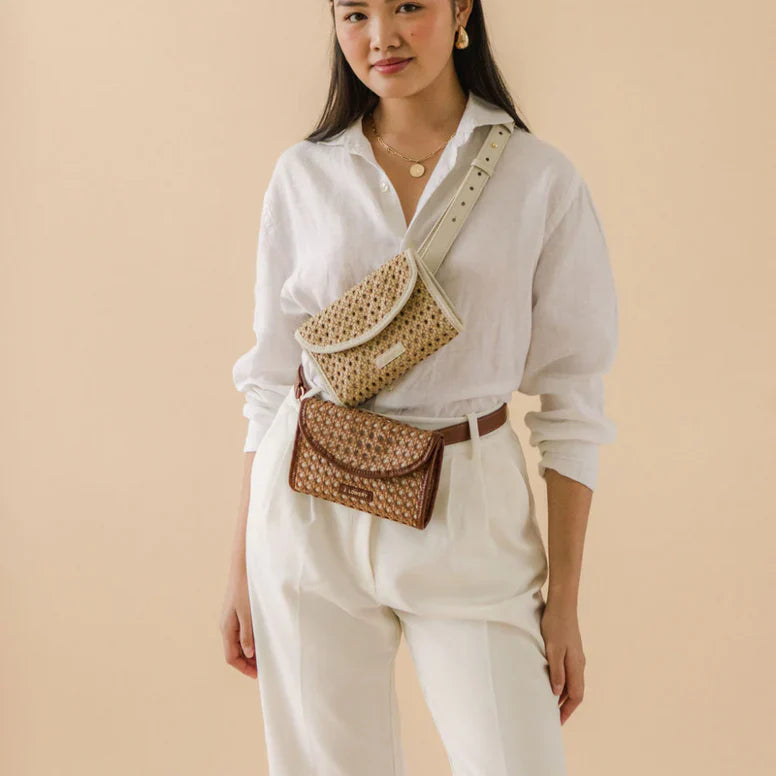 J. Lowery Byrdie Brown Cane Belt Bag