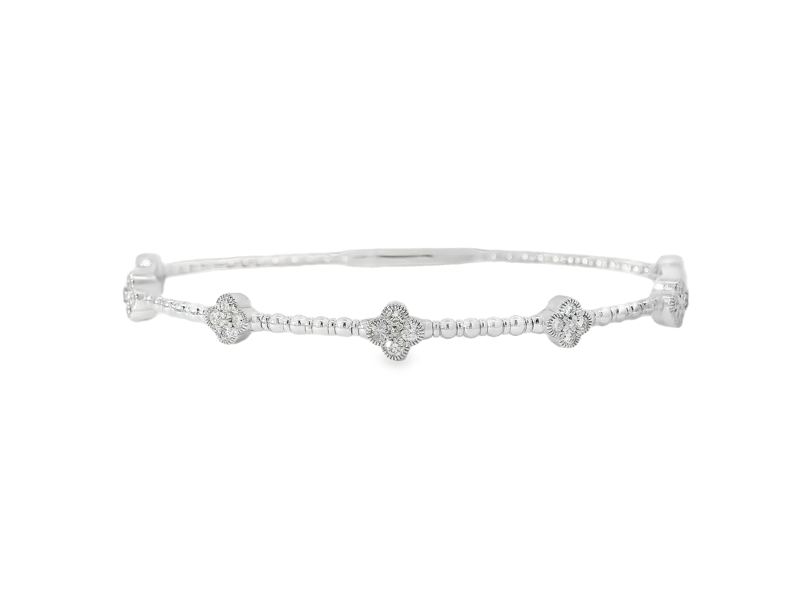 Greenwich Bazzar 18kt White Gold Diamond Clover Bangle