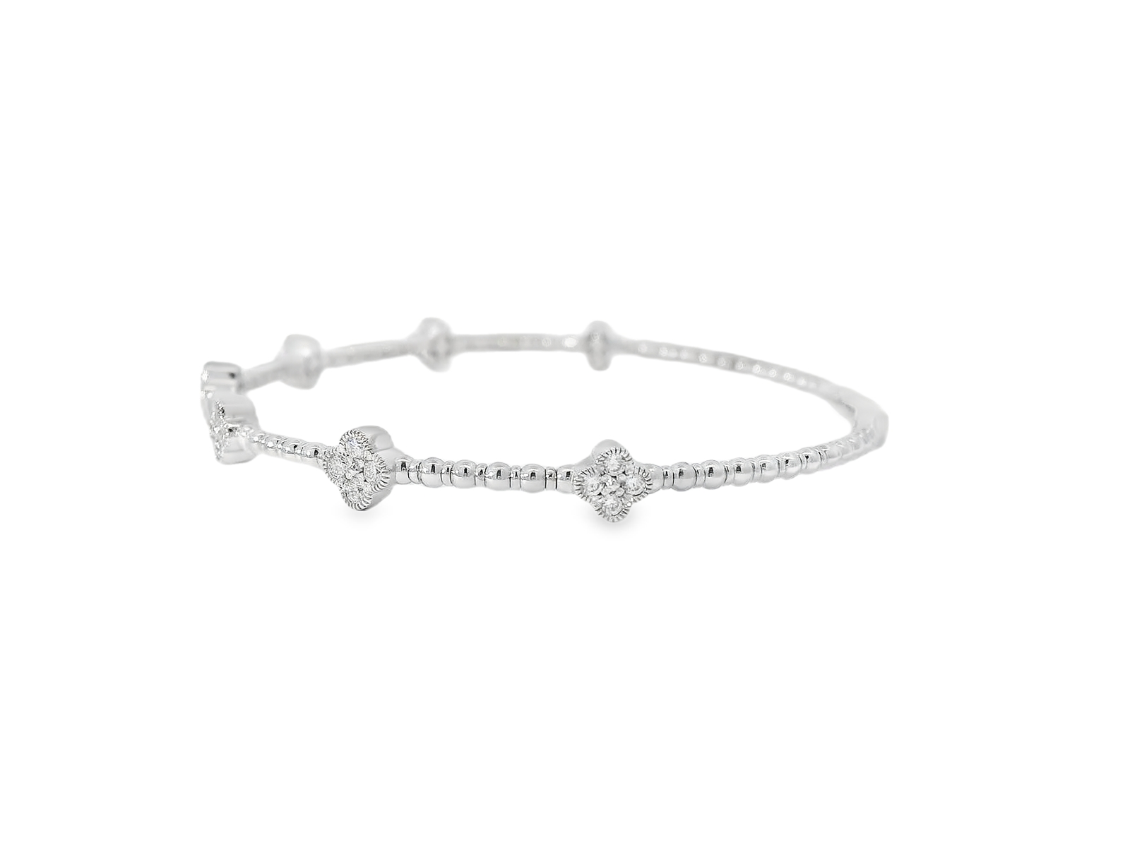 Greenwich Bazzar 18kt White Gold Diamond Clover Bangle