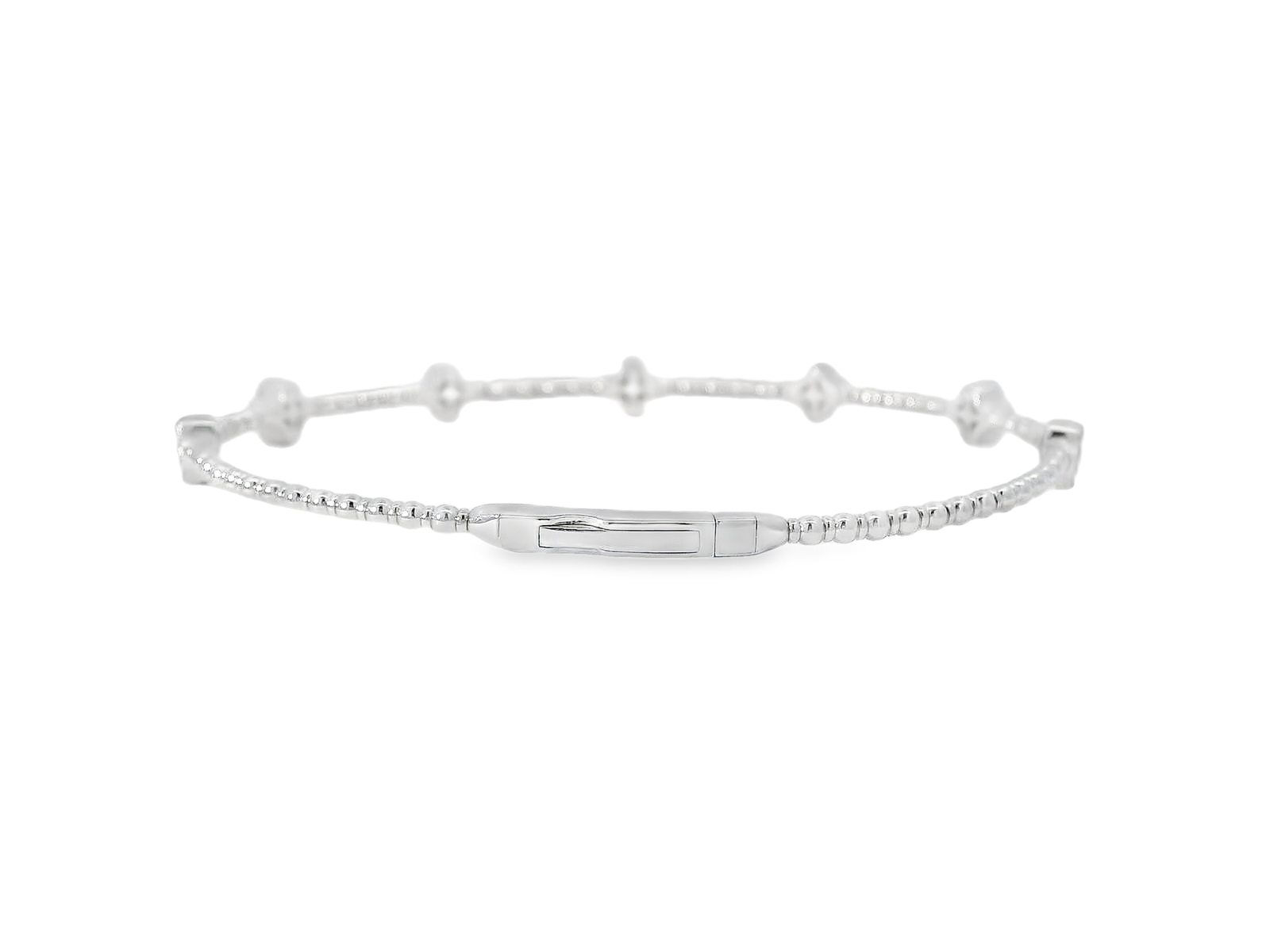 Greenwich Bazzar 18kt White Gold Diamond Clover Bangle