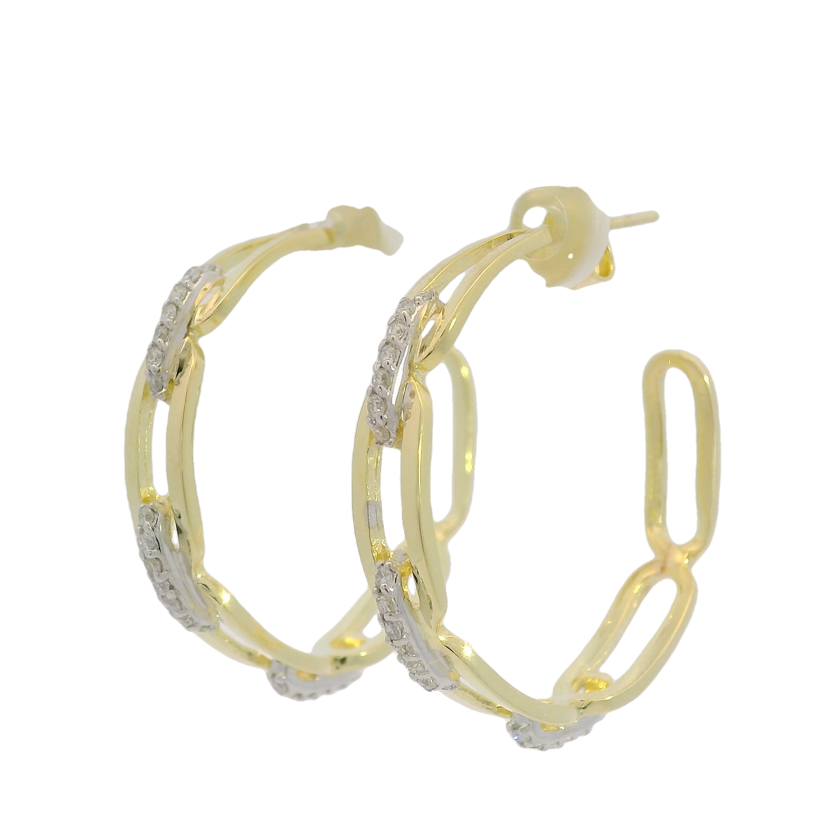 14kt Gold and Diamond Hoop Earrings