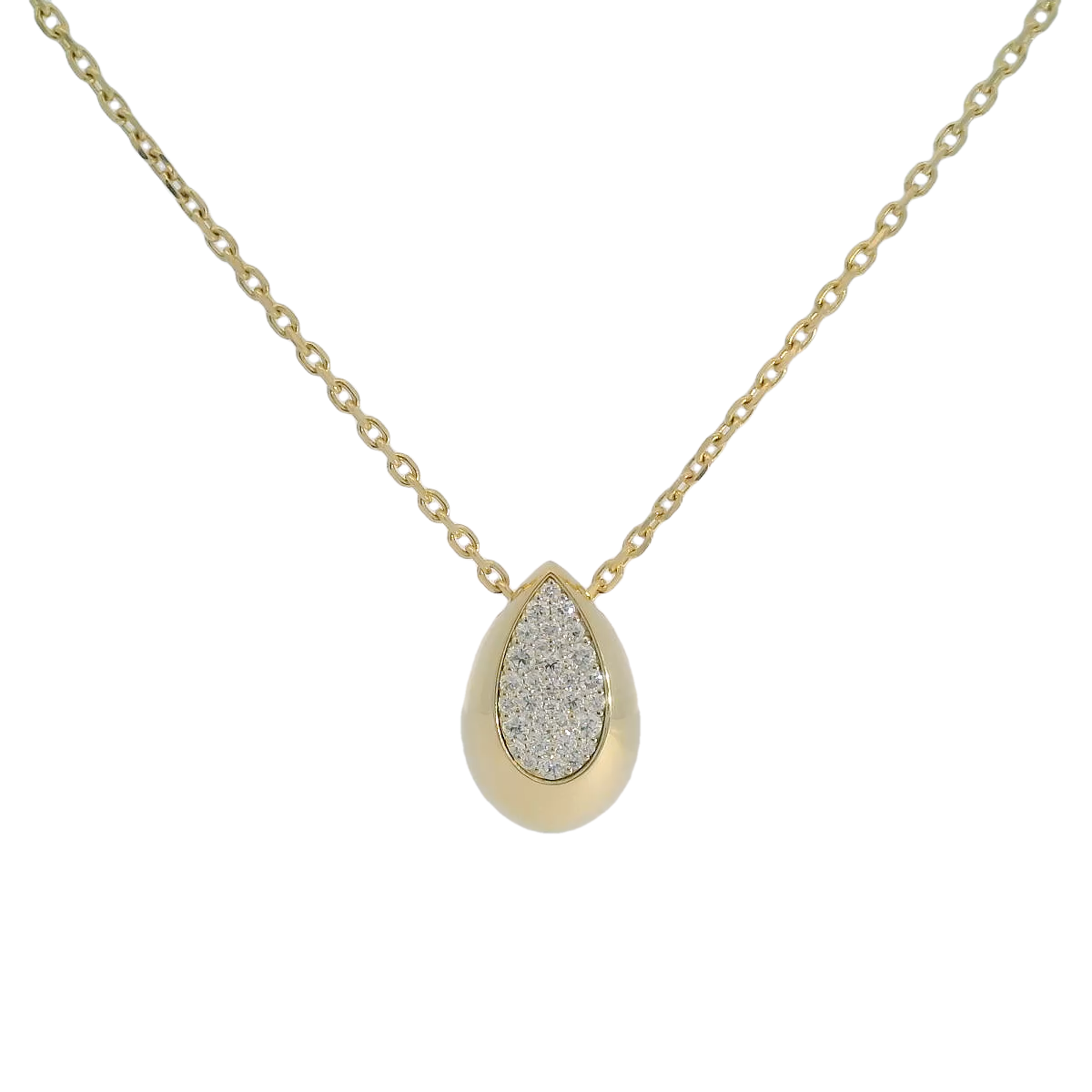 14kt Gold Large Teardrop Diamond Pendant Necklace
