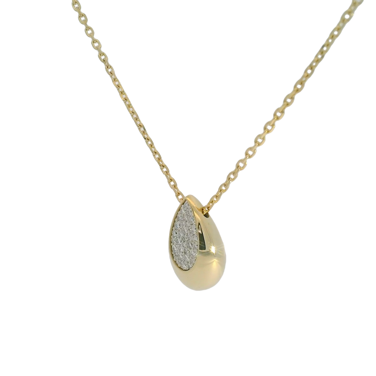 14kt Gold Large Teardrop Diamond Pendant Necklace