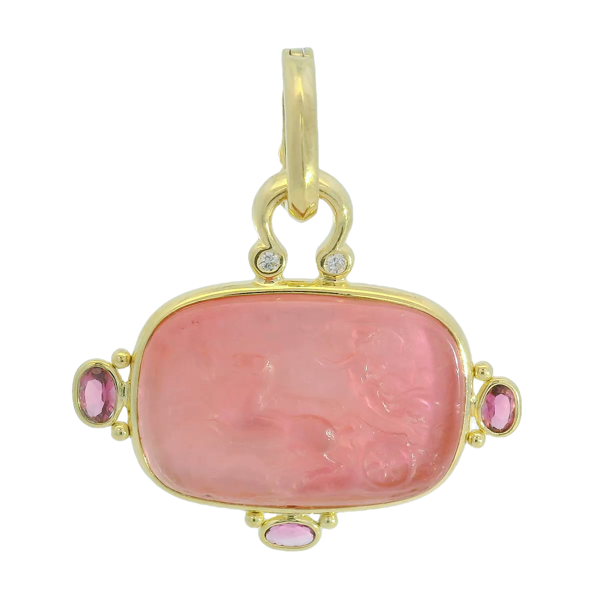Mazza 14kt Pink Venetian Glass Pendant with Pink Tourmaline and Diamond