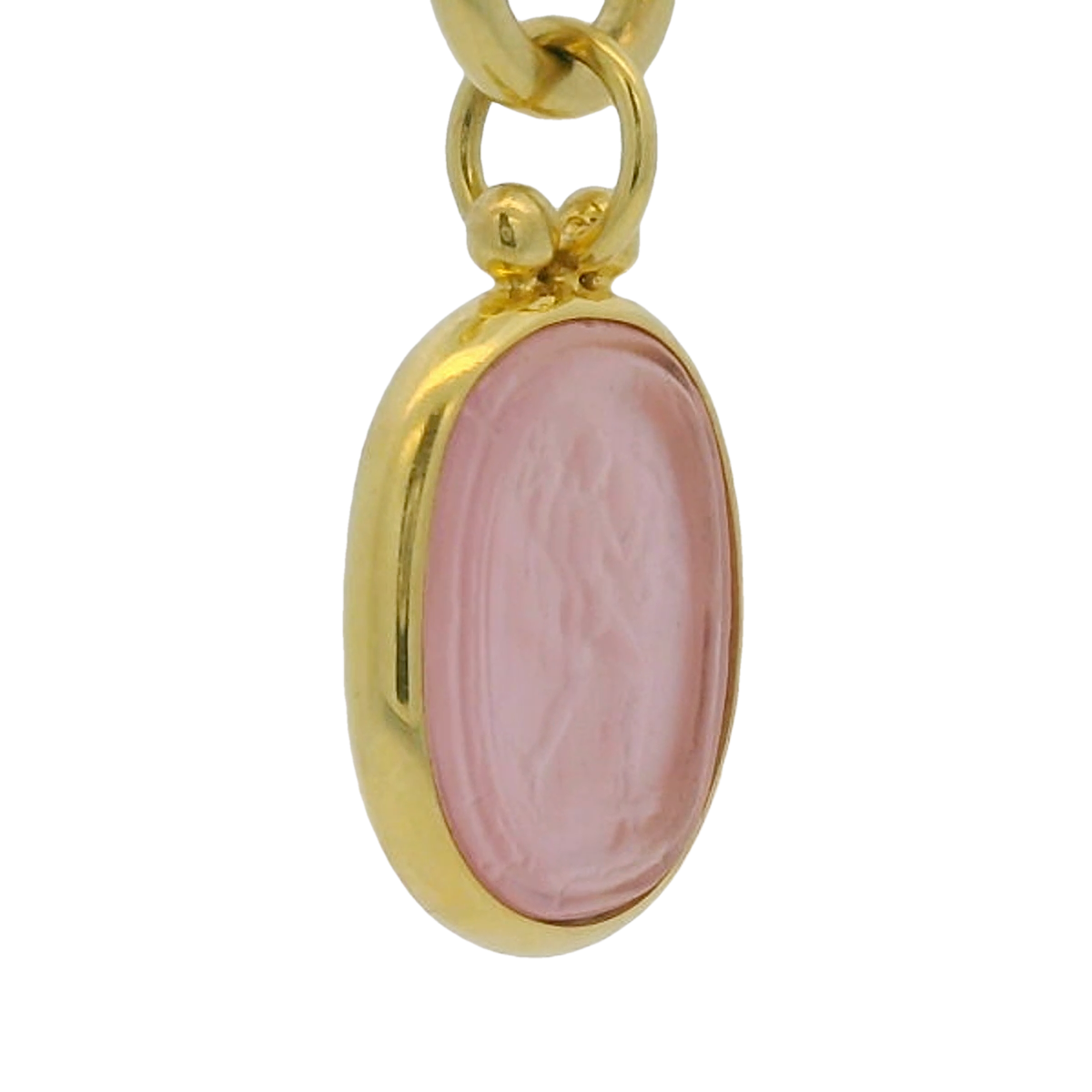 Mazza 14kt Oval Light Pink Venetian Glass Necklace Pendant