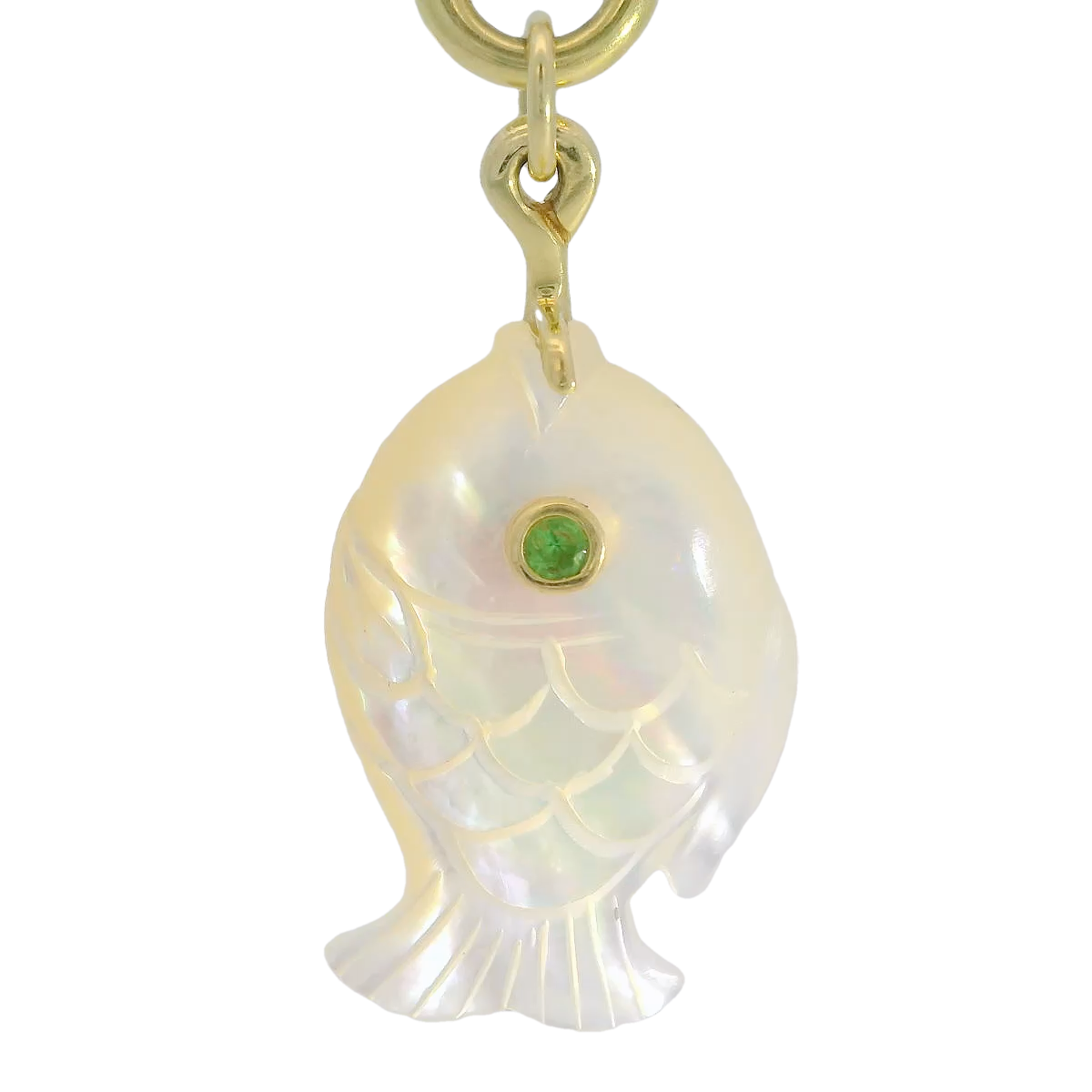 Mazza Mother of Pearl and Peridot Fish Pendant