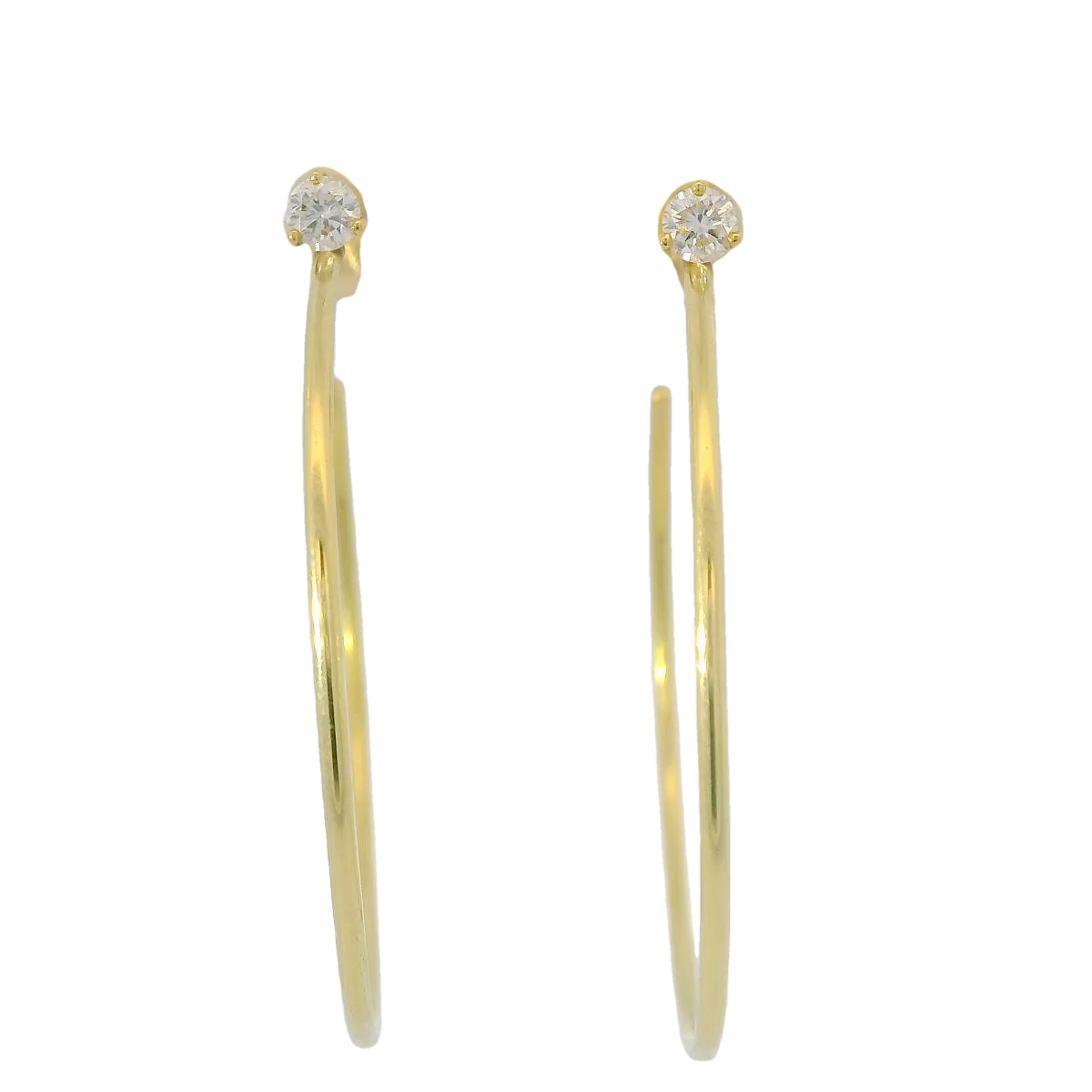 Solitaire Diamond 18k Gold Hoop Earrings