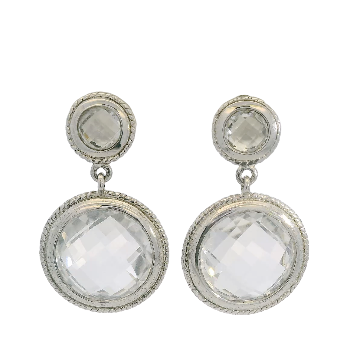 Monica Rich Kosann Sterling Rock Crystal Drop Earrings