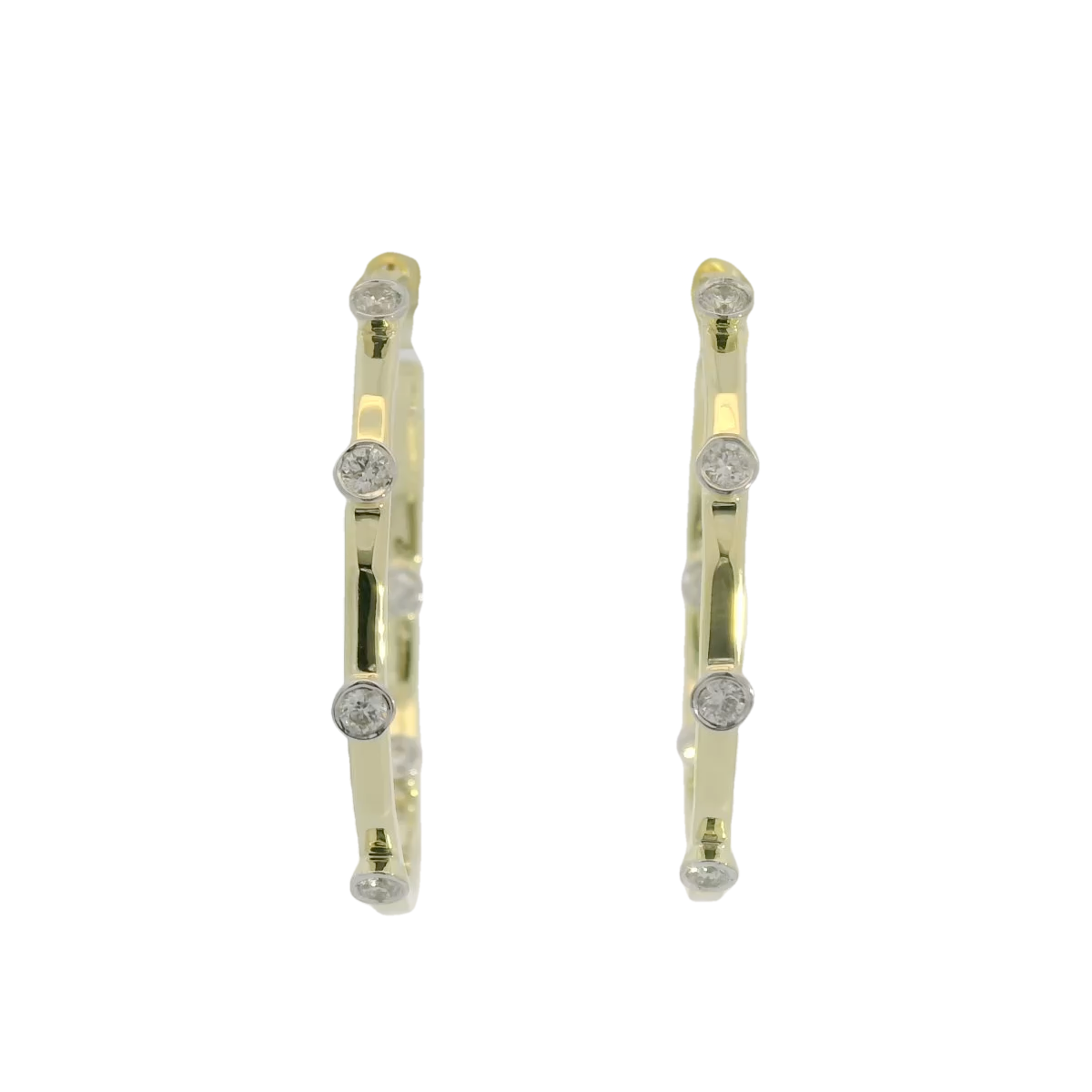 14kt Gold and Diamond Studded Hoop Earrings