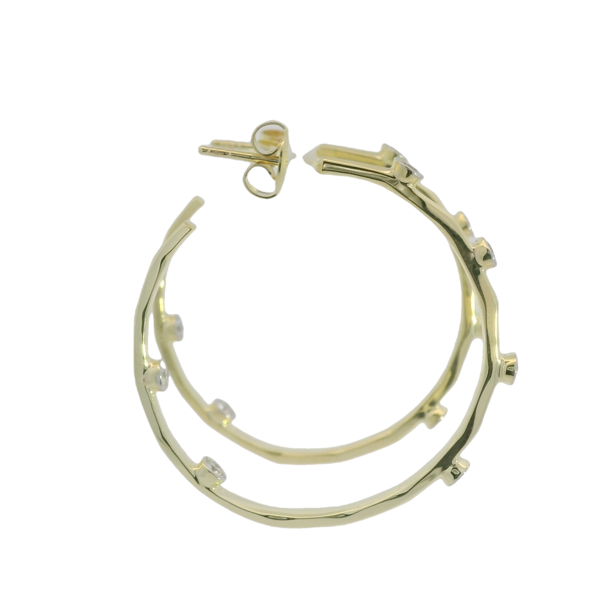 14kt Gold and Diamond Studded Hoop Earrings