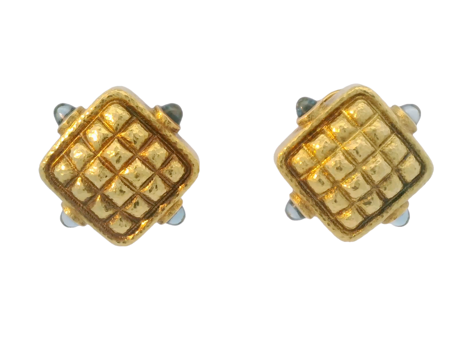 18kt Gold and Aqua Earrings
