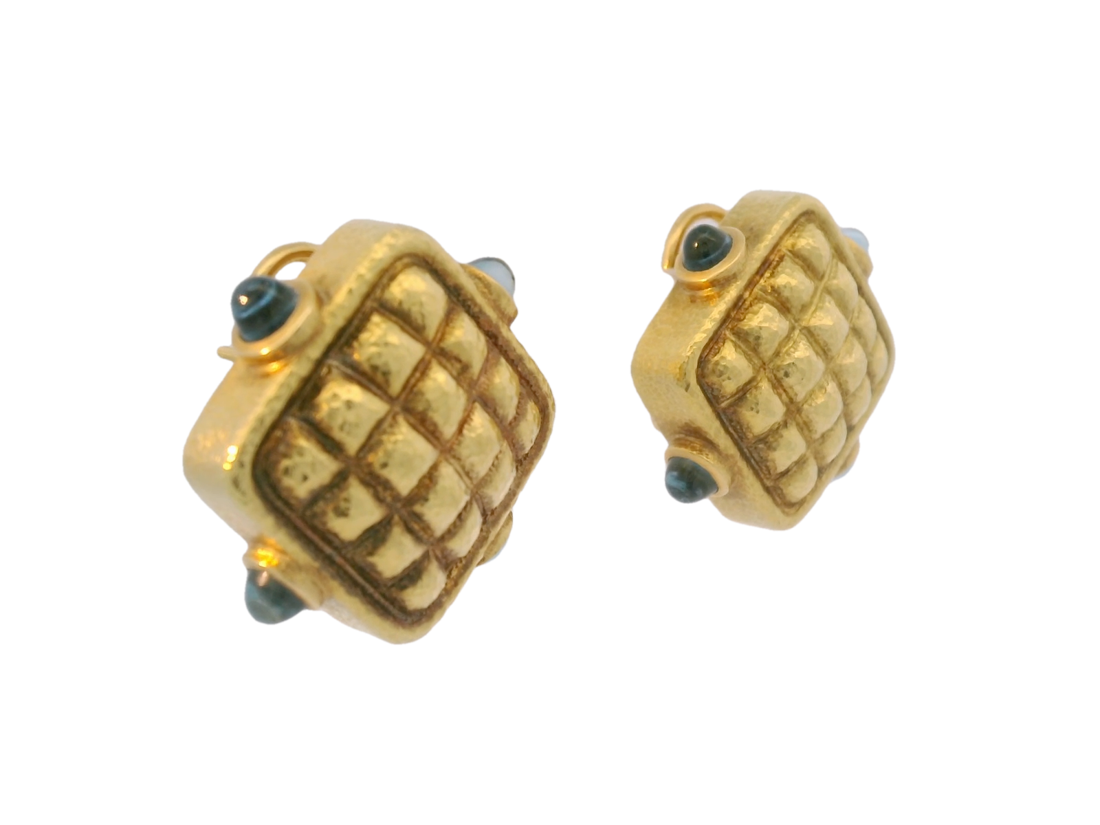 18kt Gold and Aqua Earrings