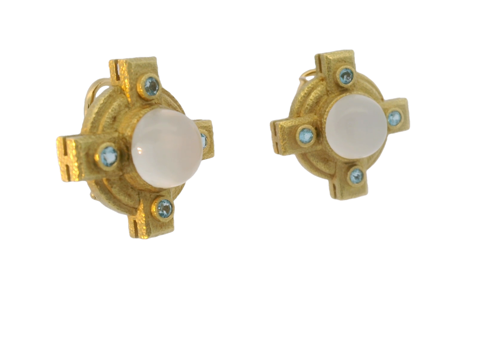 KG Designs 18kt Moonstone and Aqua Earrings