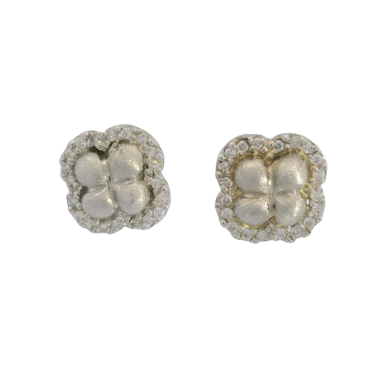 14kt Diamond Clover Stud Earrings