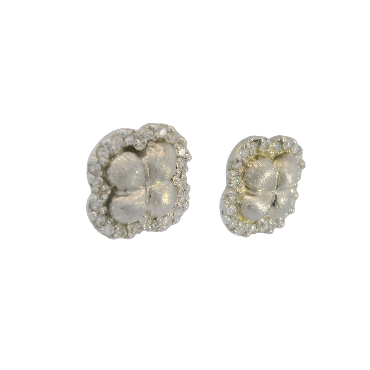 14kt Diamond Clover Stud Earrings
