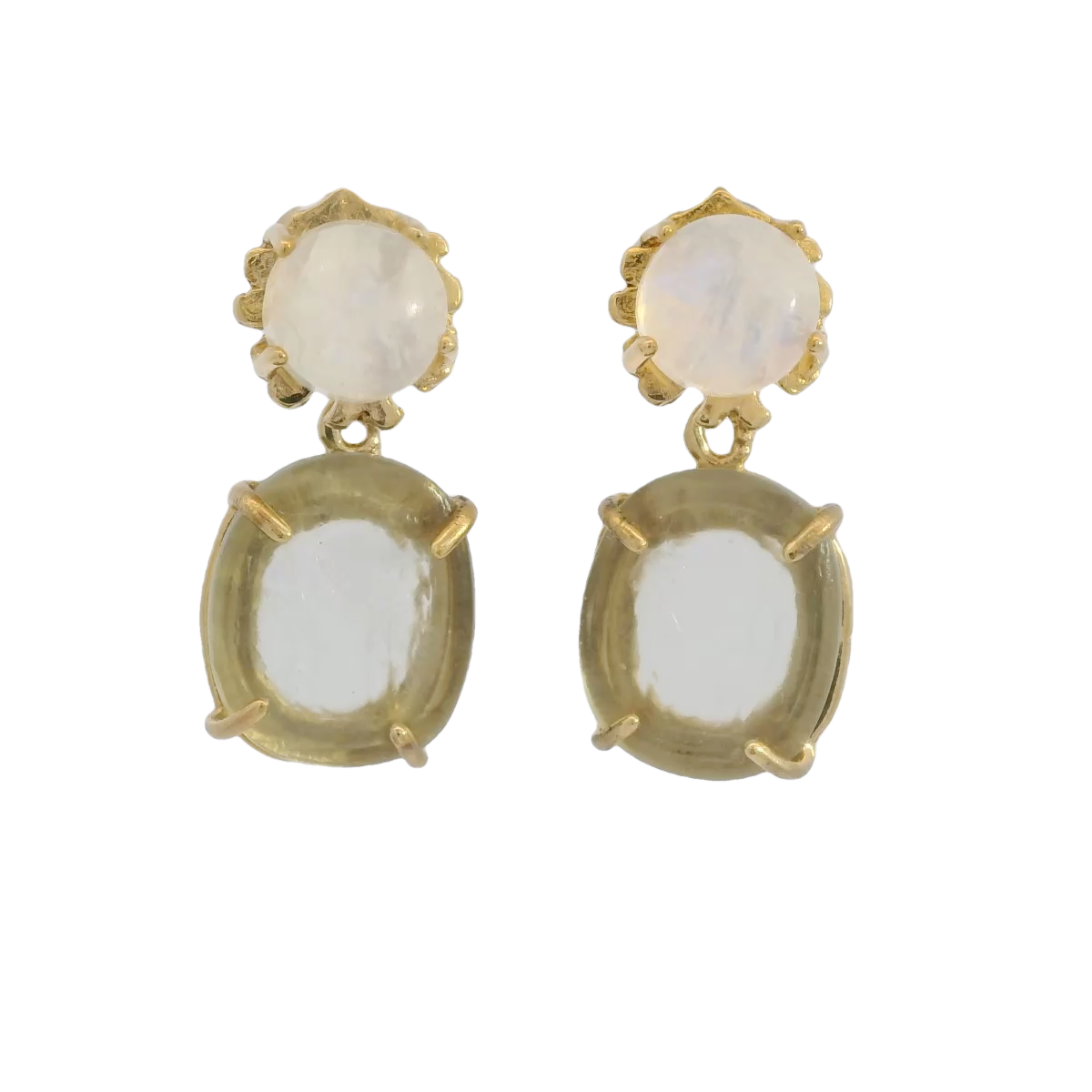 Hazel Symth Moonstone and Quartz Drop Earrings