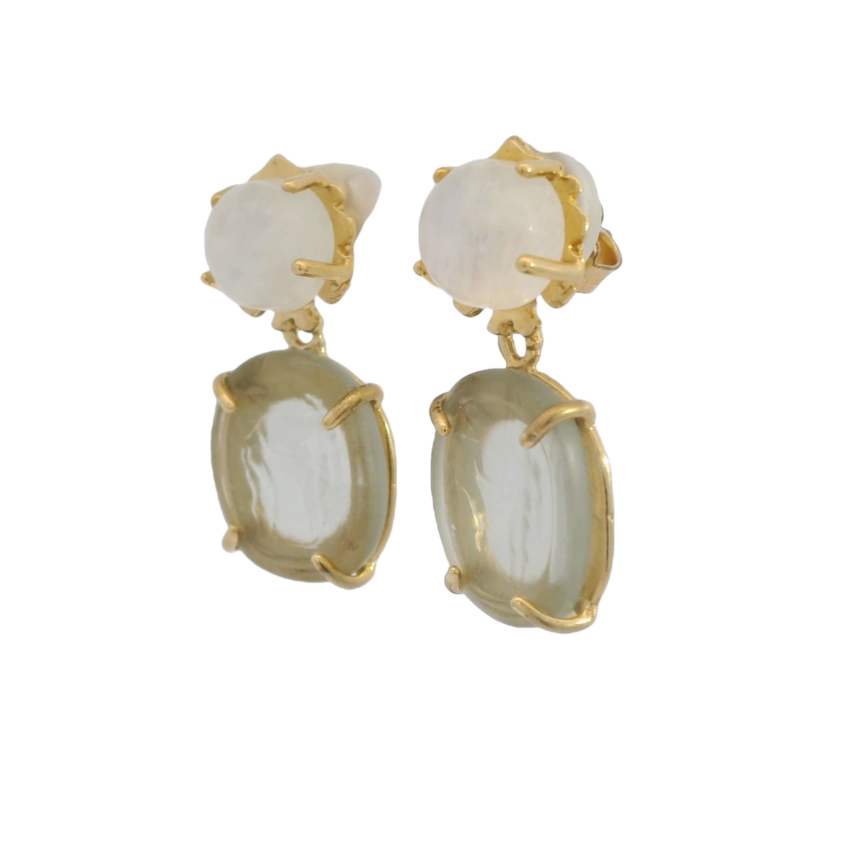 Hazel Symth Moonstone and Quartz Drop Earrings
