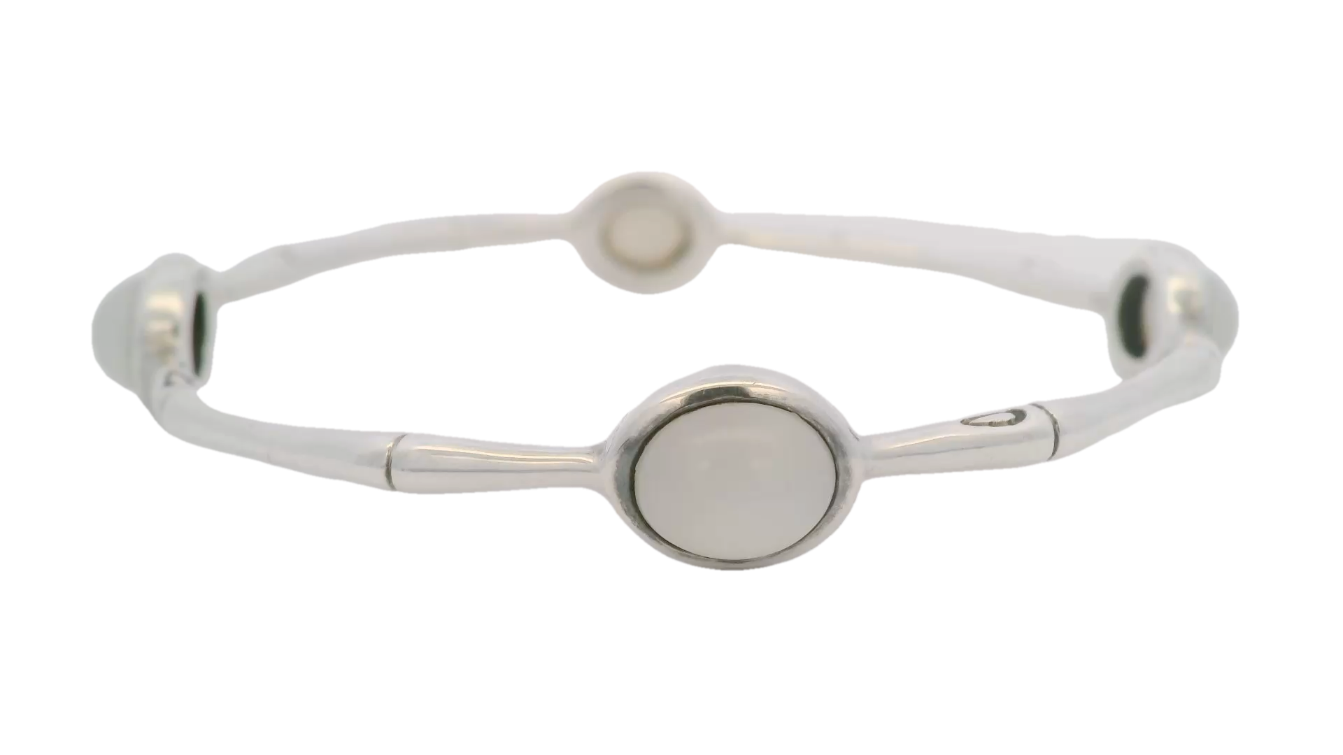 Thistle and Bee Sterling Silver with Moonstone Bangle