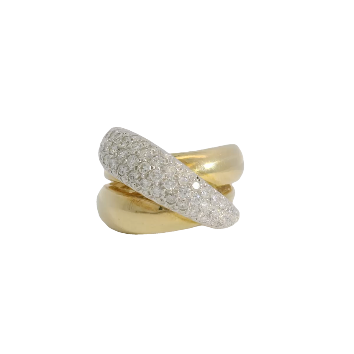 14kt Two-Tone Diamond Crossover Ring