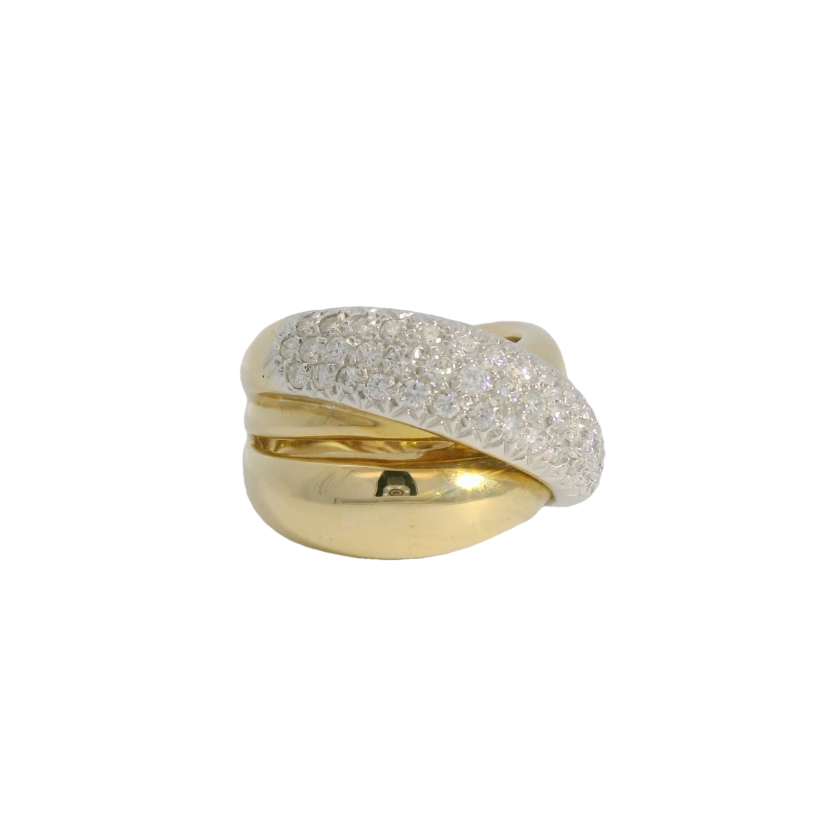 14kt Two-Tone Diamond Crossover Ring