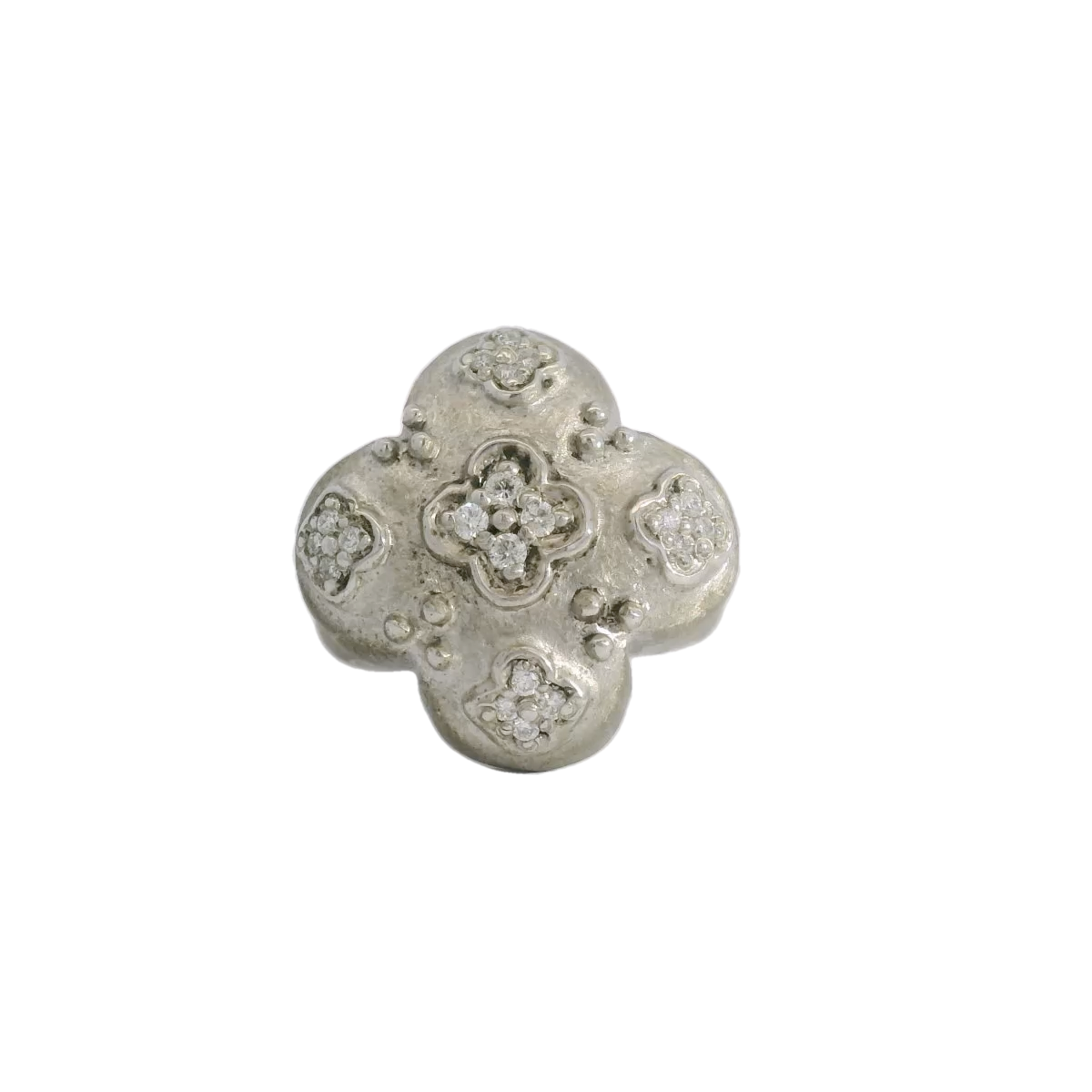 Jude Frances Sterling SIlver Diamond Clover Ring