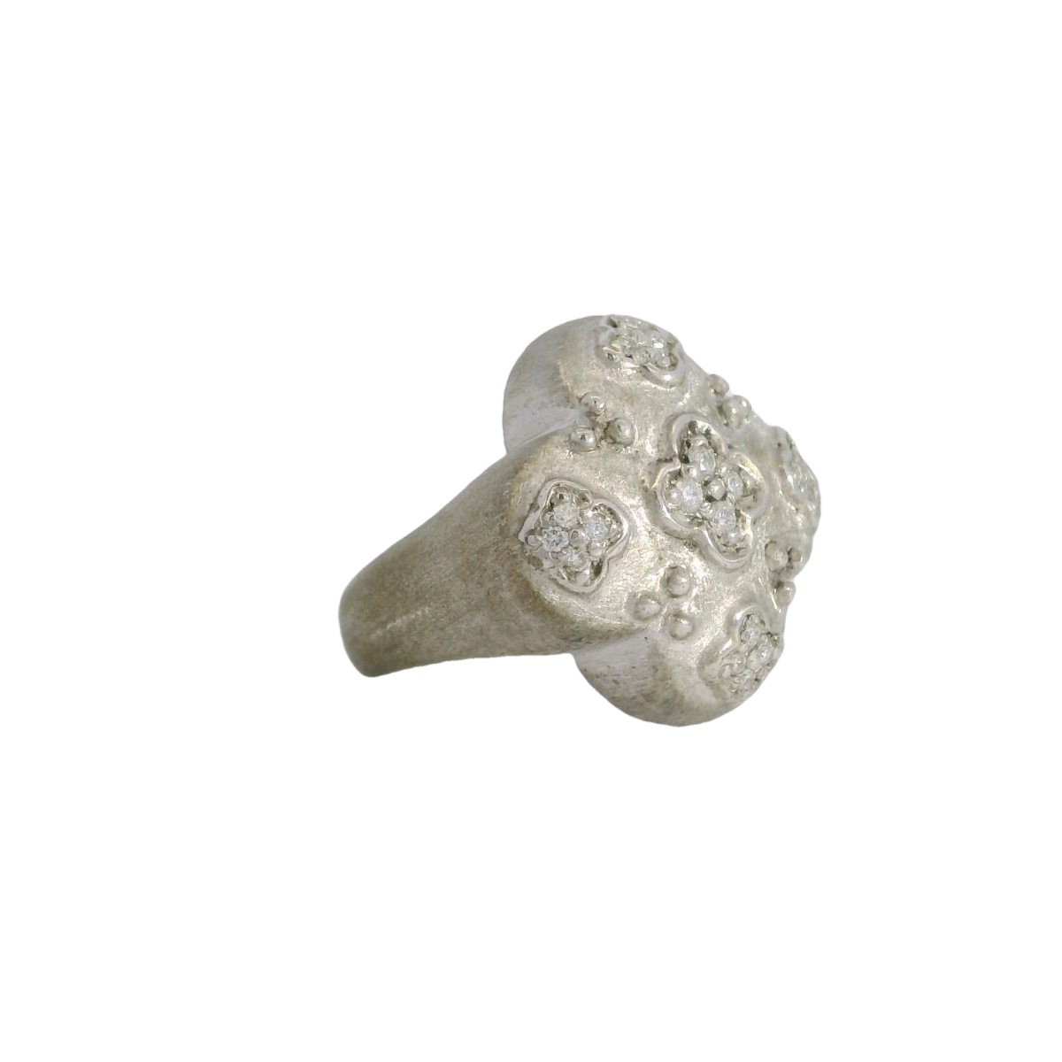 Jude Frances Sterling SIlver Diamond Clover Ring