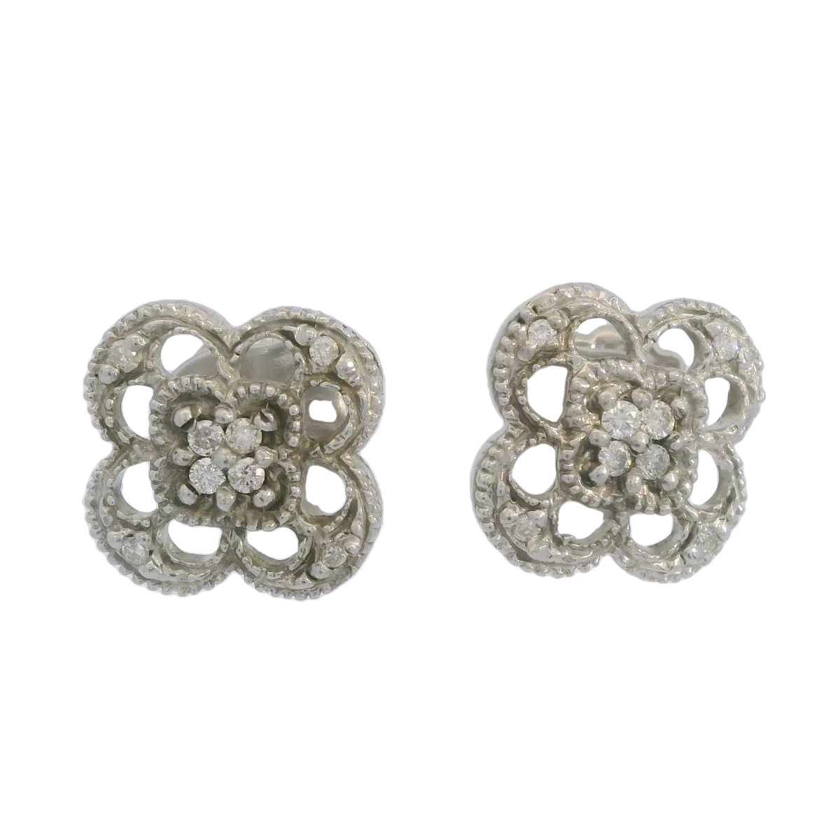 14kt Diamond Flower Stud Earrings