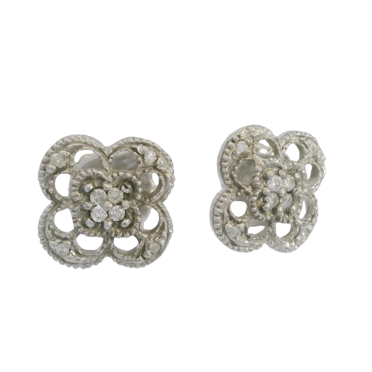 14kt Diamond Flower Stud Earrings