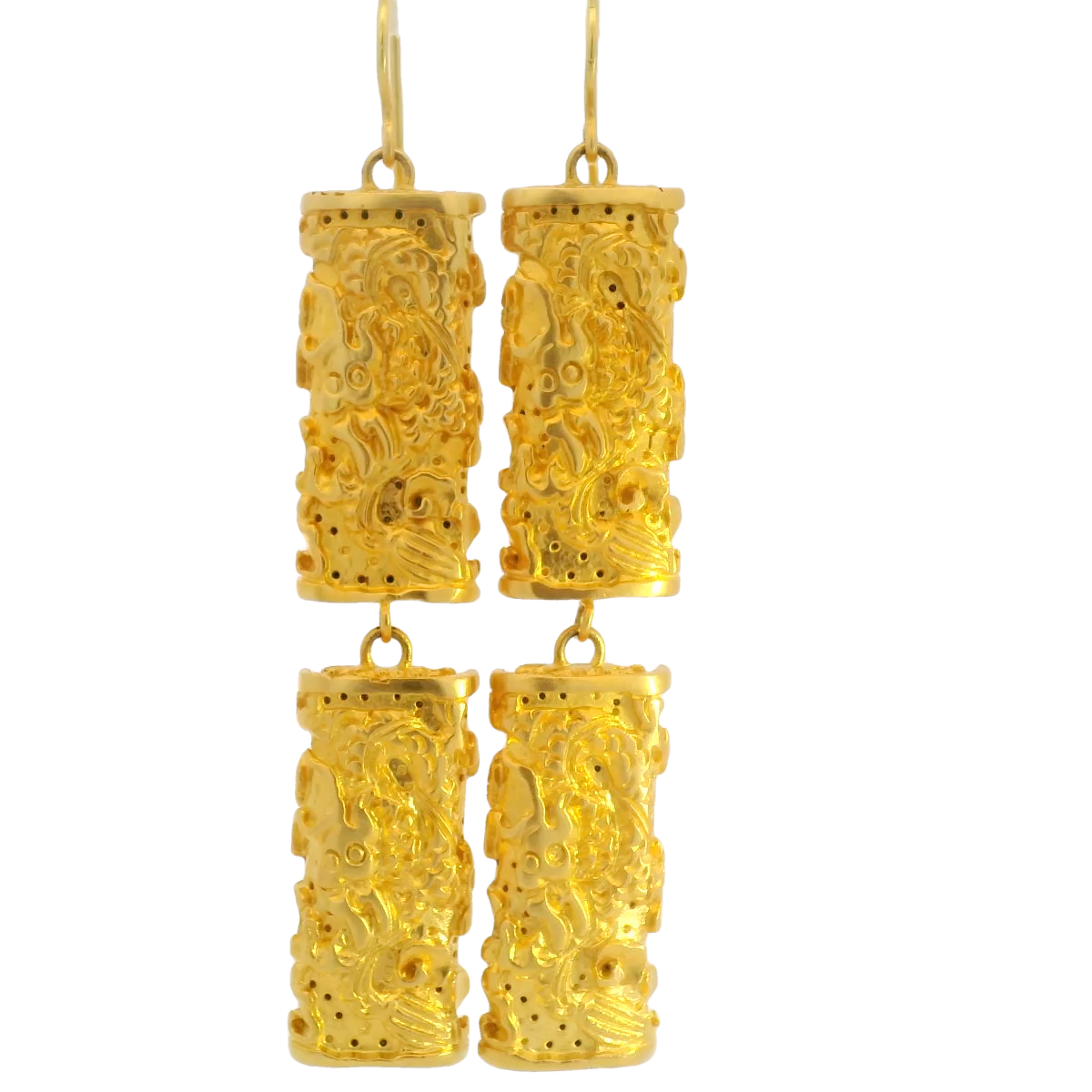 Tommy Mitchell Gold Rectangle Drop Earrings