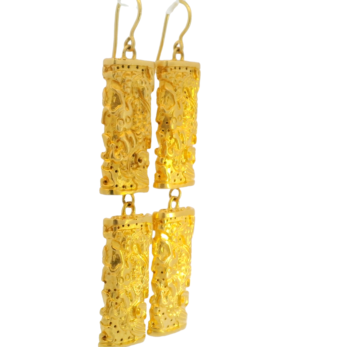 Tommy Mitchell Gold Rectangle Drop Earrings