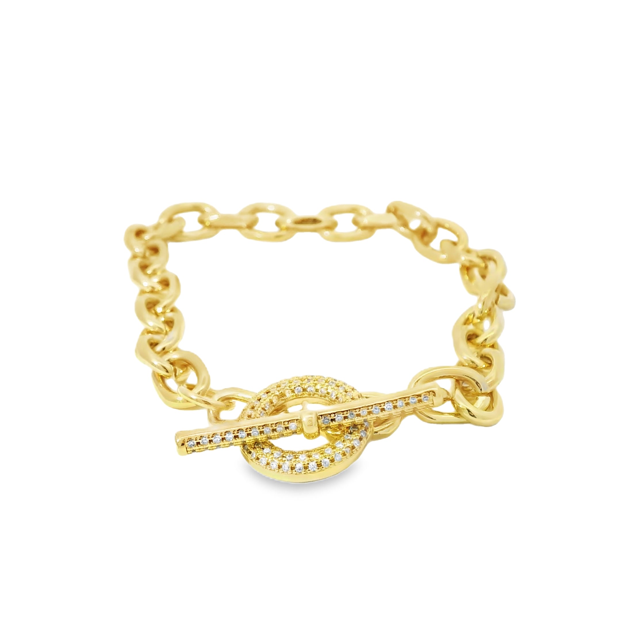 Peyton William Jewelry Folly Link Chain with Pave Toggle Clasp