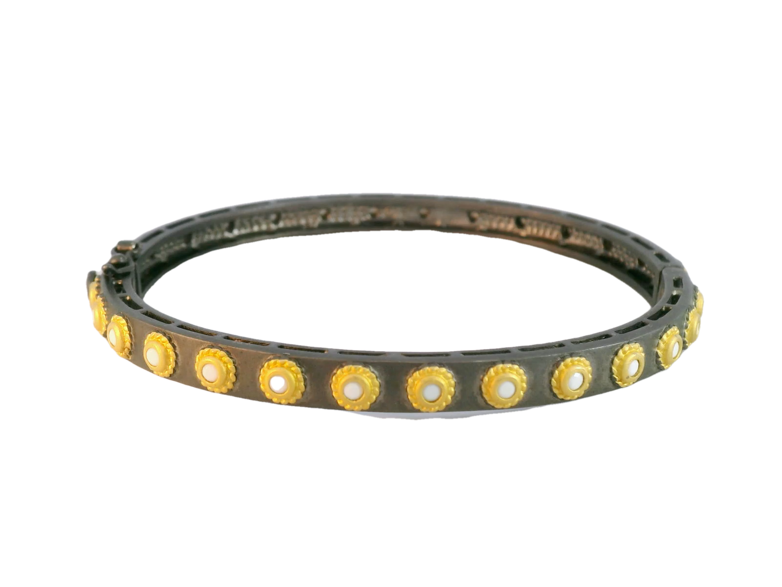 Freida Rothman Studded Eternity MOP Hinge Bangle