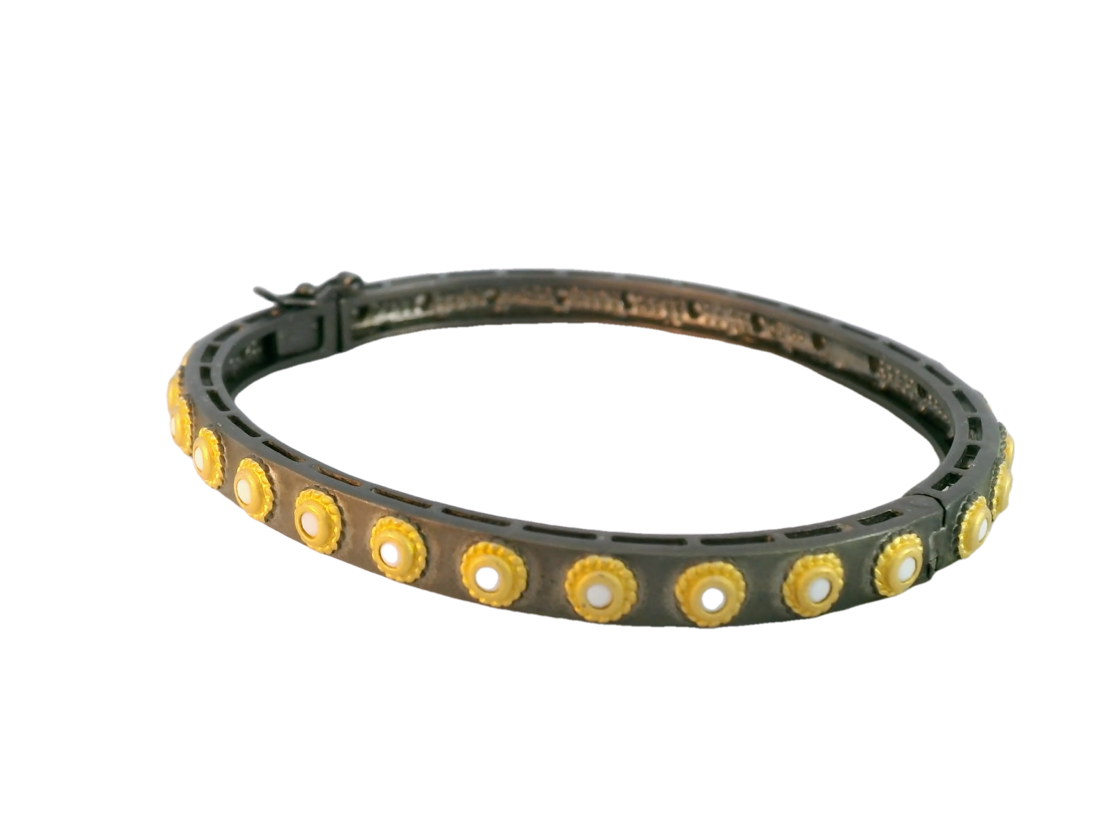 Freida Rothman Studded Eternity MOP Hinge Bangle