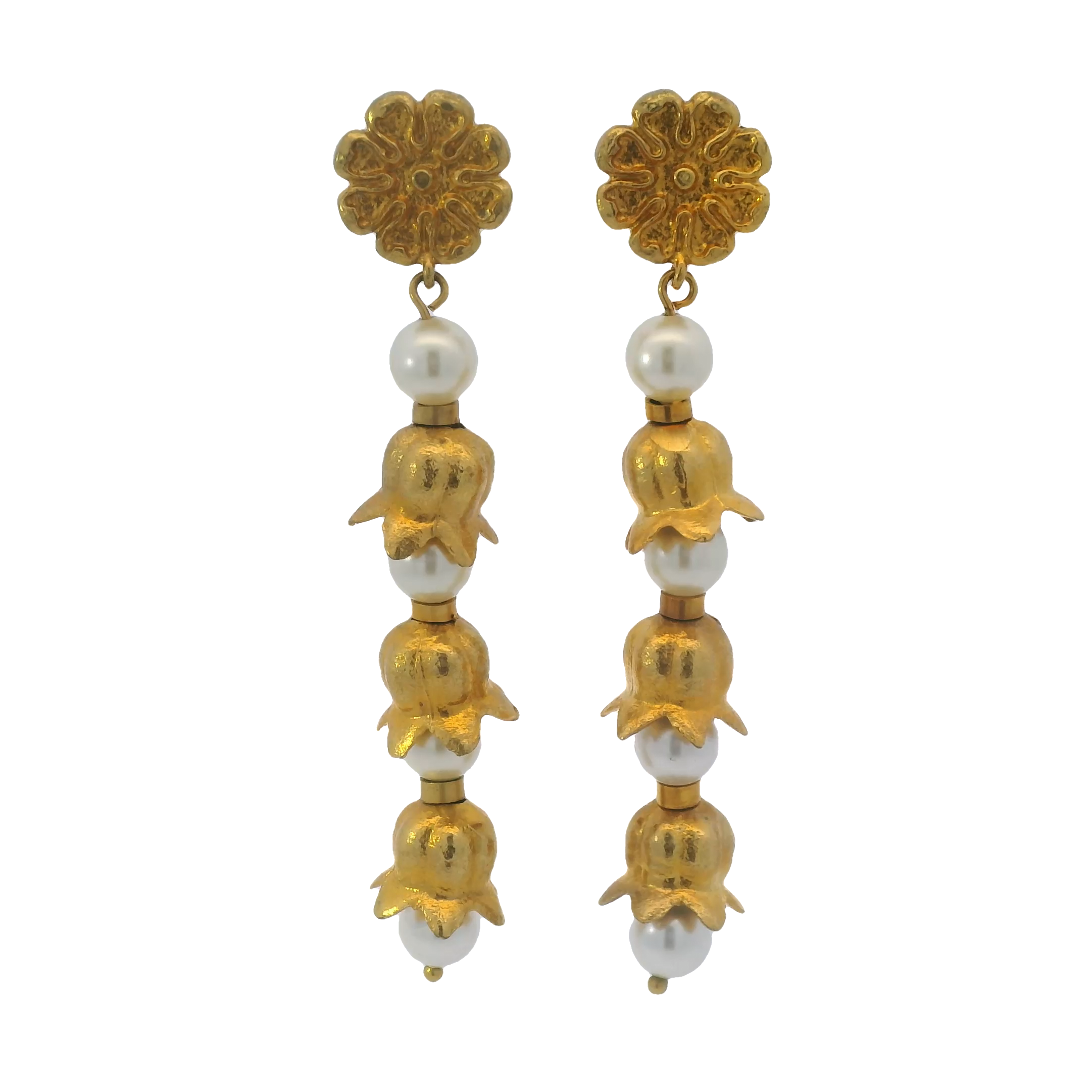 Tommy Mitchell Sunflower Pearl Drop Earring