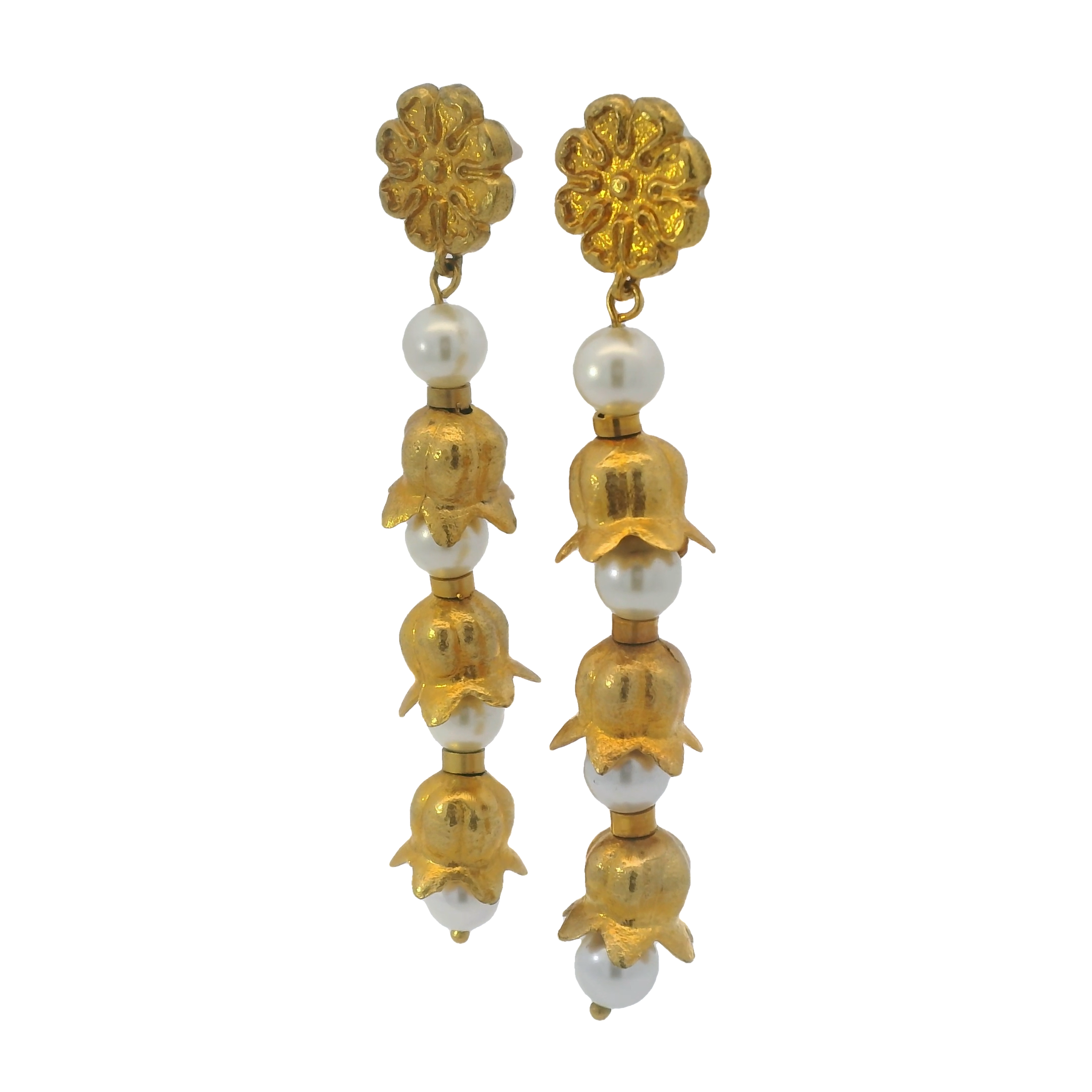 Tommy Mitchell Sunflower Pearl Drop Earring