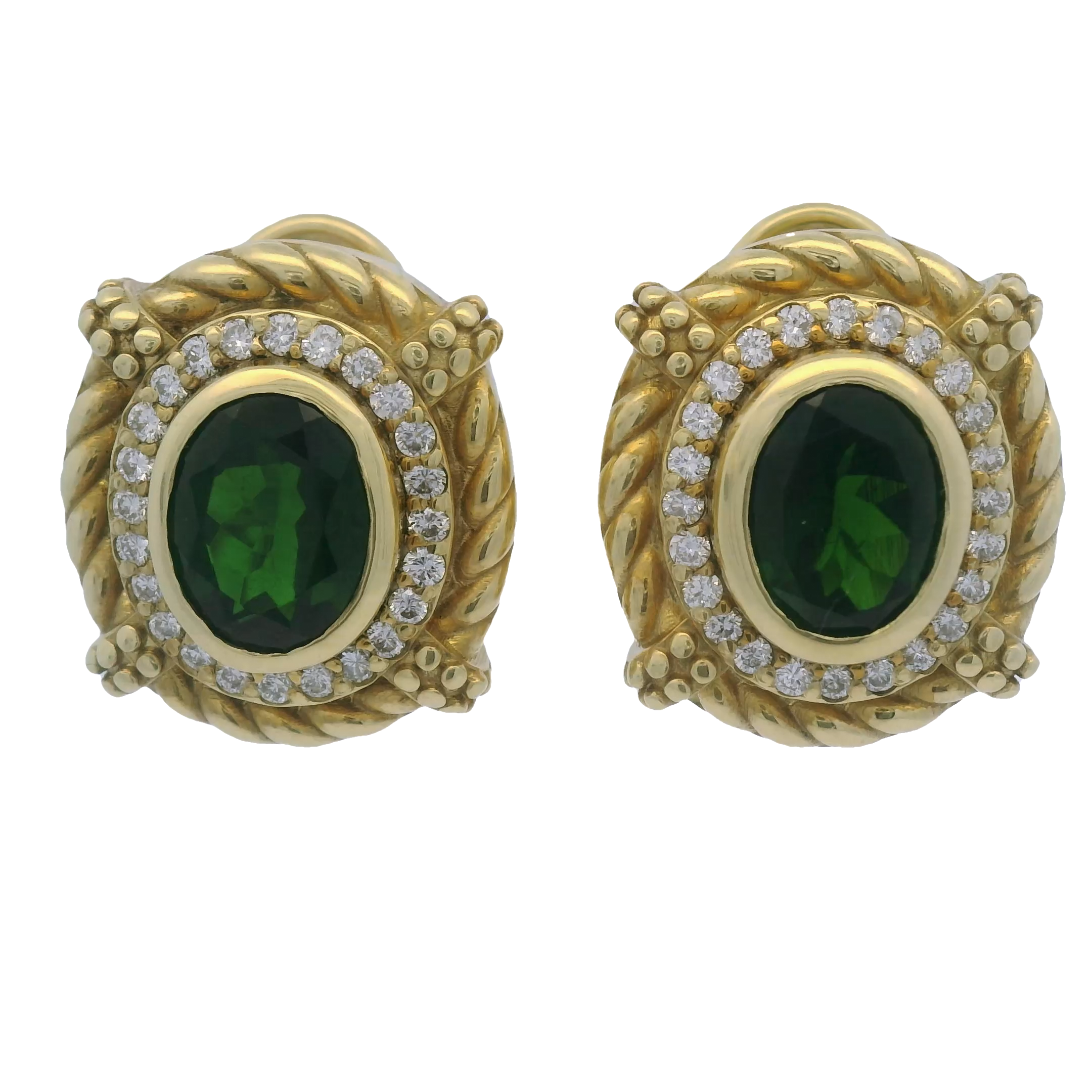 14kt Emerald Gold and Diamond Stud Earring