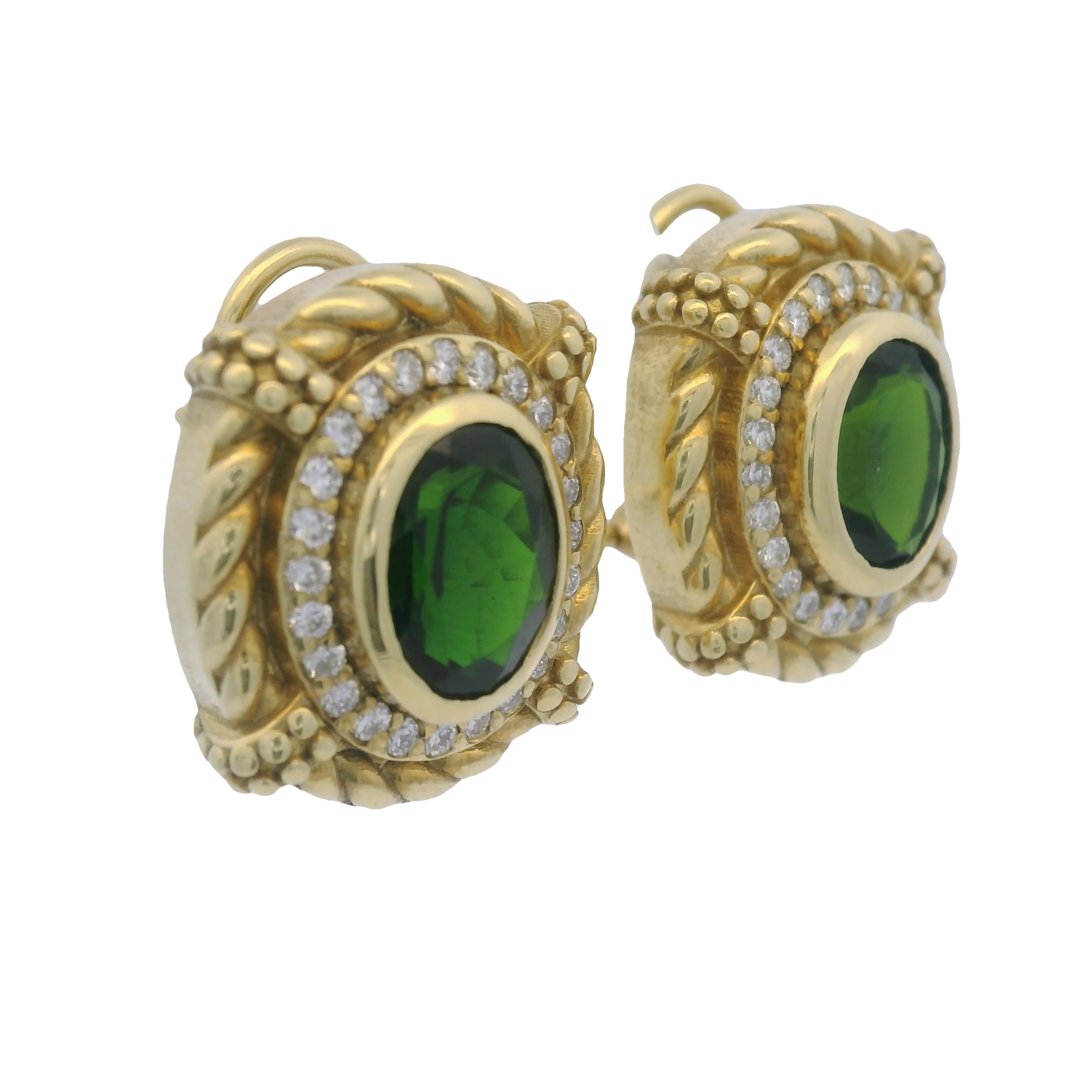 14kt Emerald Gold and Diamond Stud Earring