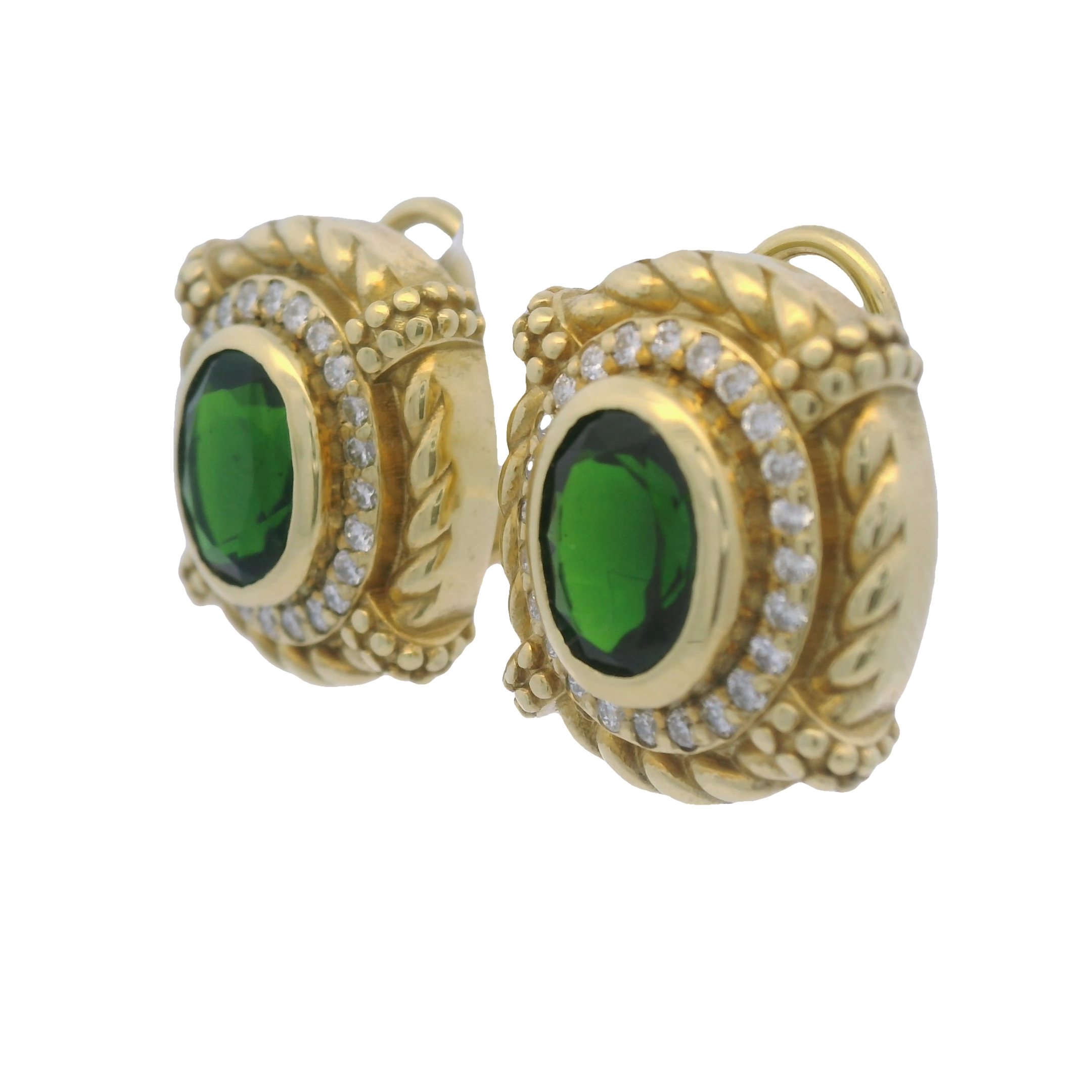 14kt Emerald Gold and Diamond Stud Earring