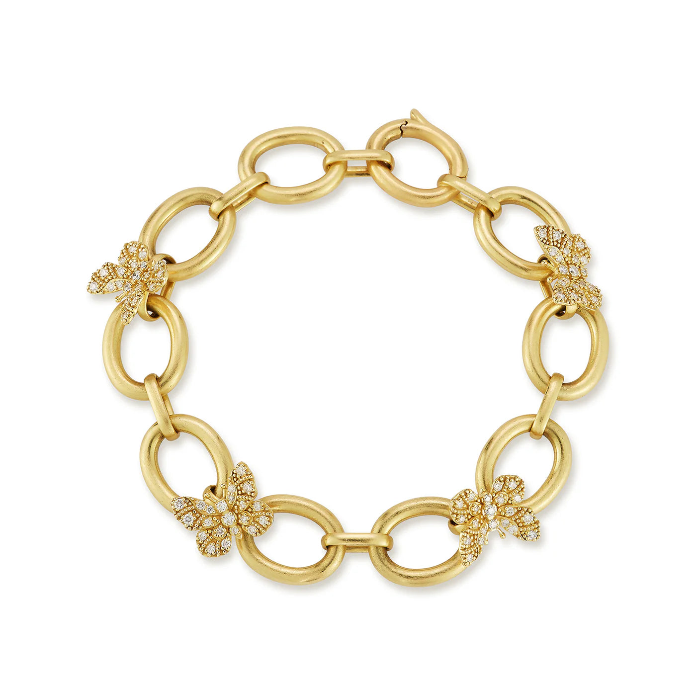 Tanya Farah 18K Diamond LG Butterfly Oval Link Bracelet