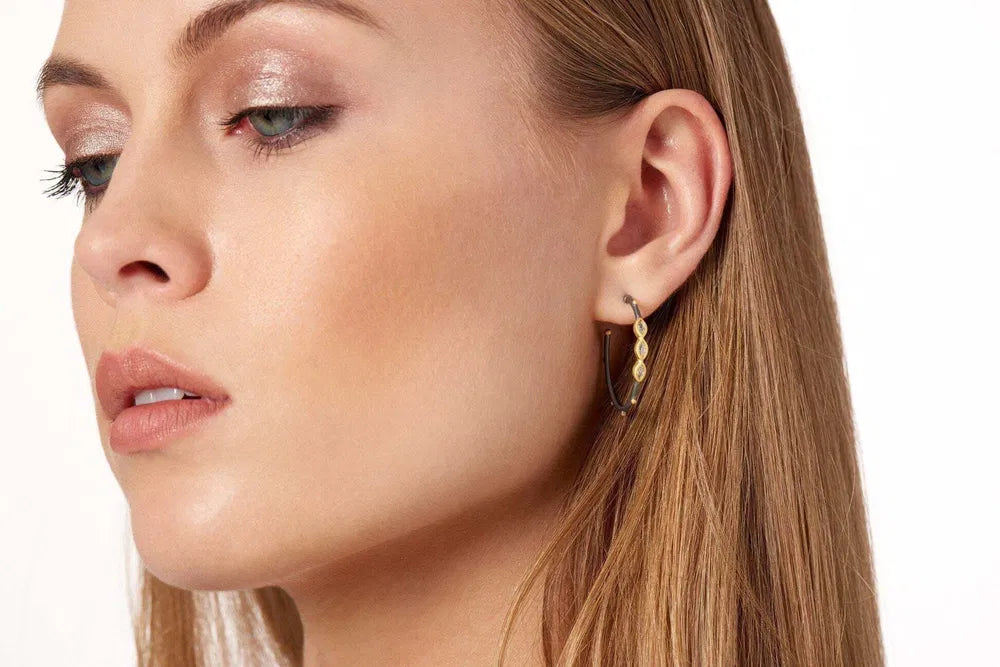 Freida Rothman Signature Marquise Hoop Earrings