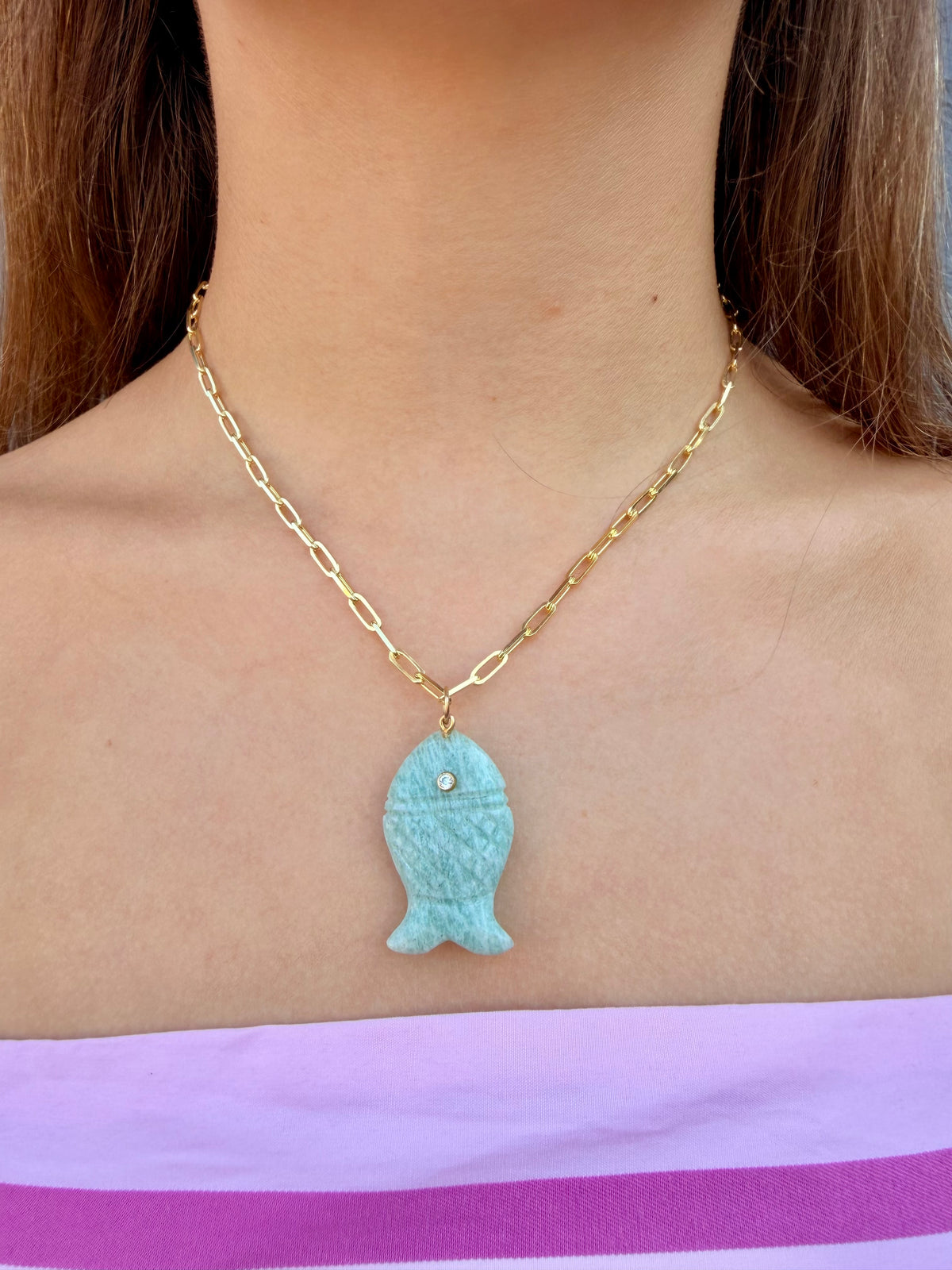 Boho Beads Link Chain Fish Necklace