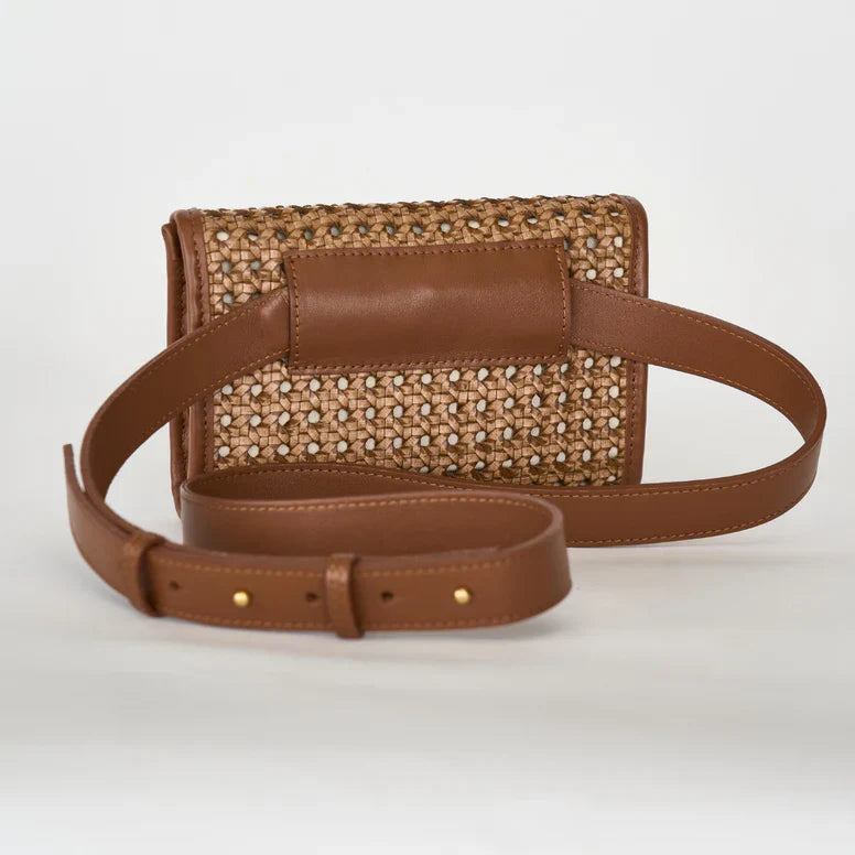 J. Lowery Byrdie Brown Cane Belt Bag