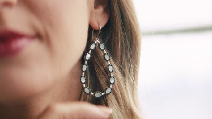 Freida Rothman Industrial Finish Drop Hoop Earrings