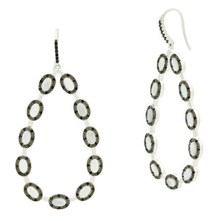 Freida Rothman Industrial Finish Drop Hoop Earrings