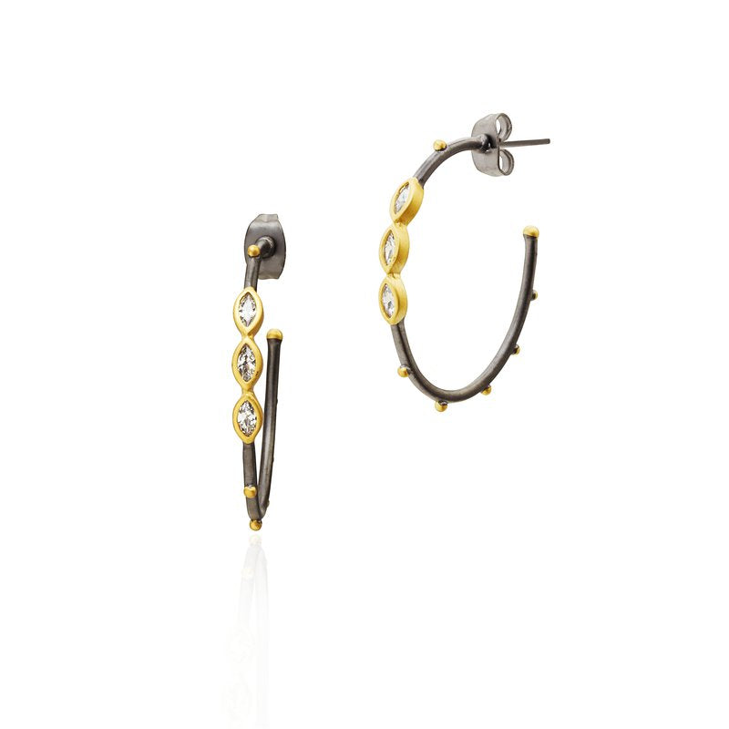 Freida Rothman Signature Marquise Hoop Earrings