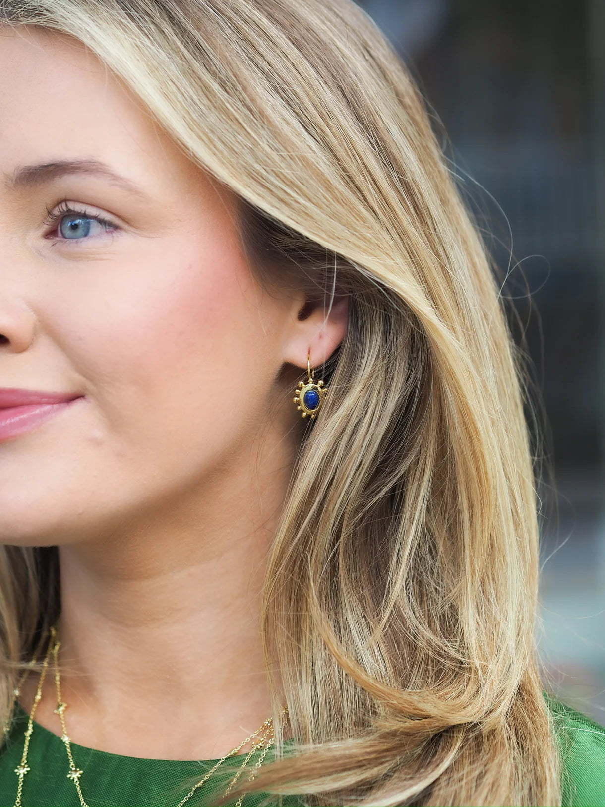 Goldbug Lapis Twiggy Drop Earrings